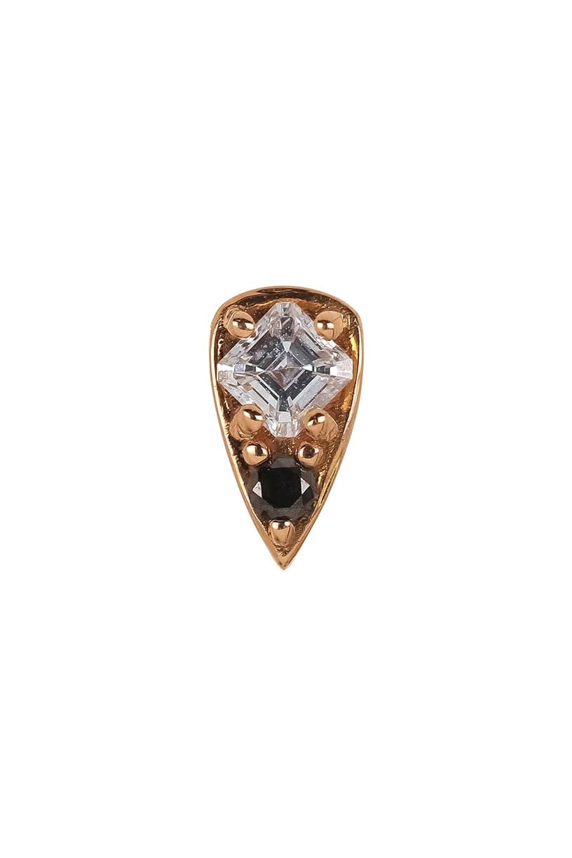 STEPHANIE ANDERS XO-'Four' White & Black Diamond Stud-ROSE GOLD