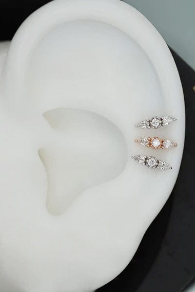 STEPHANIE ANDERS XO-'Nine' White Diamond Stud-