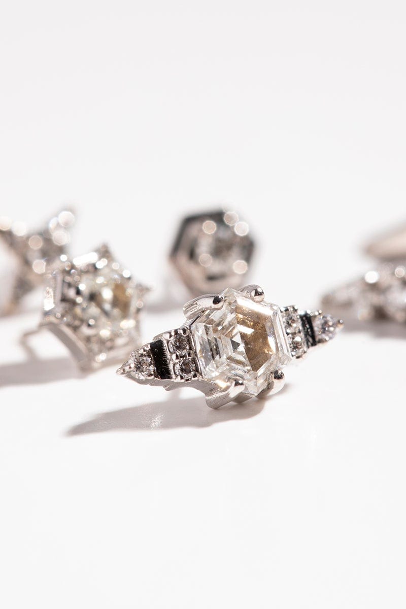 STEPHANIE ANDERS XO-'One' White & Black Diamond Stud-