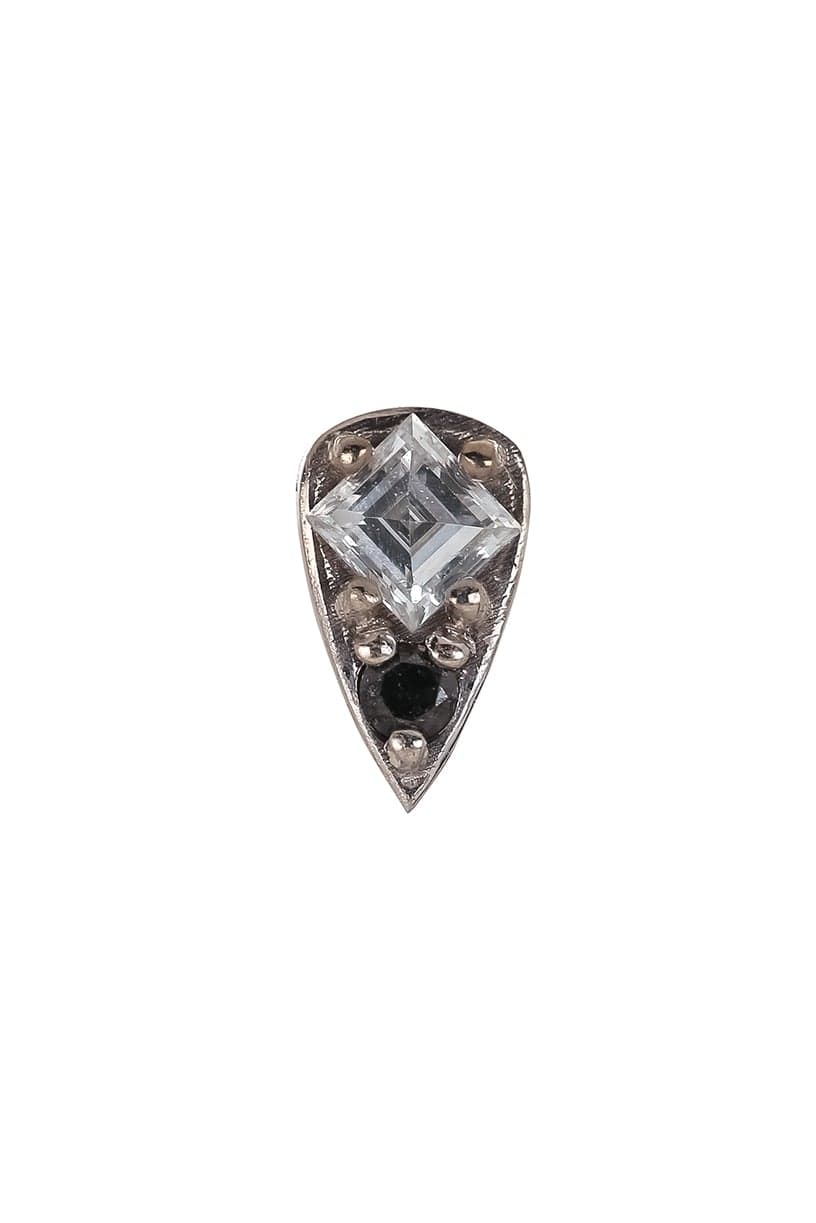 STEPHANIE ANDERS XO-'Four' White & Black Diamond Stud-WHITE GOLD