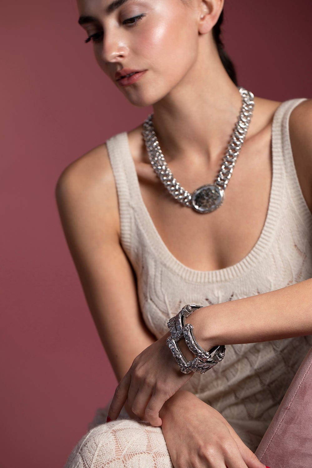 STEPHEN DWECK-Sculpted Link Bracelet-SILVER