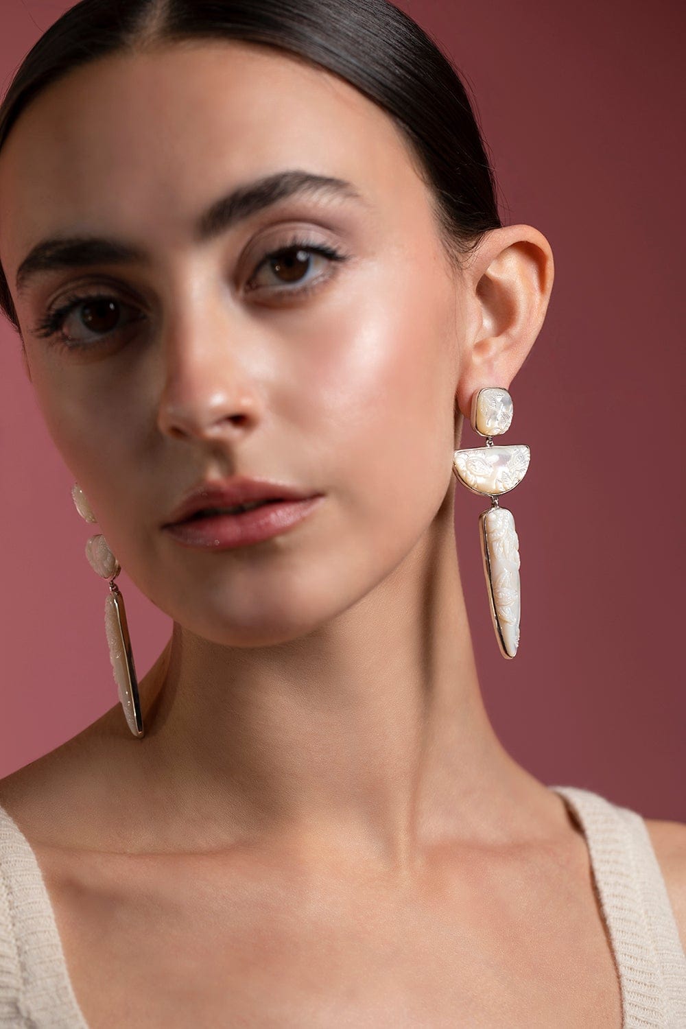 STEPHEN DWECK-Mother of Pearl Tiered Earrings-SILVER