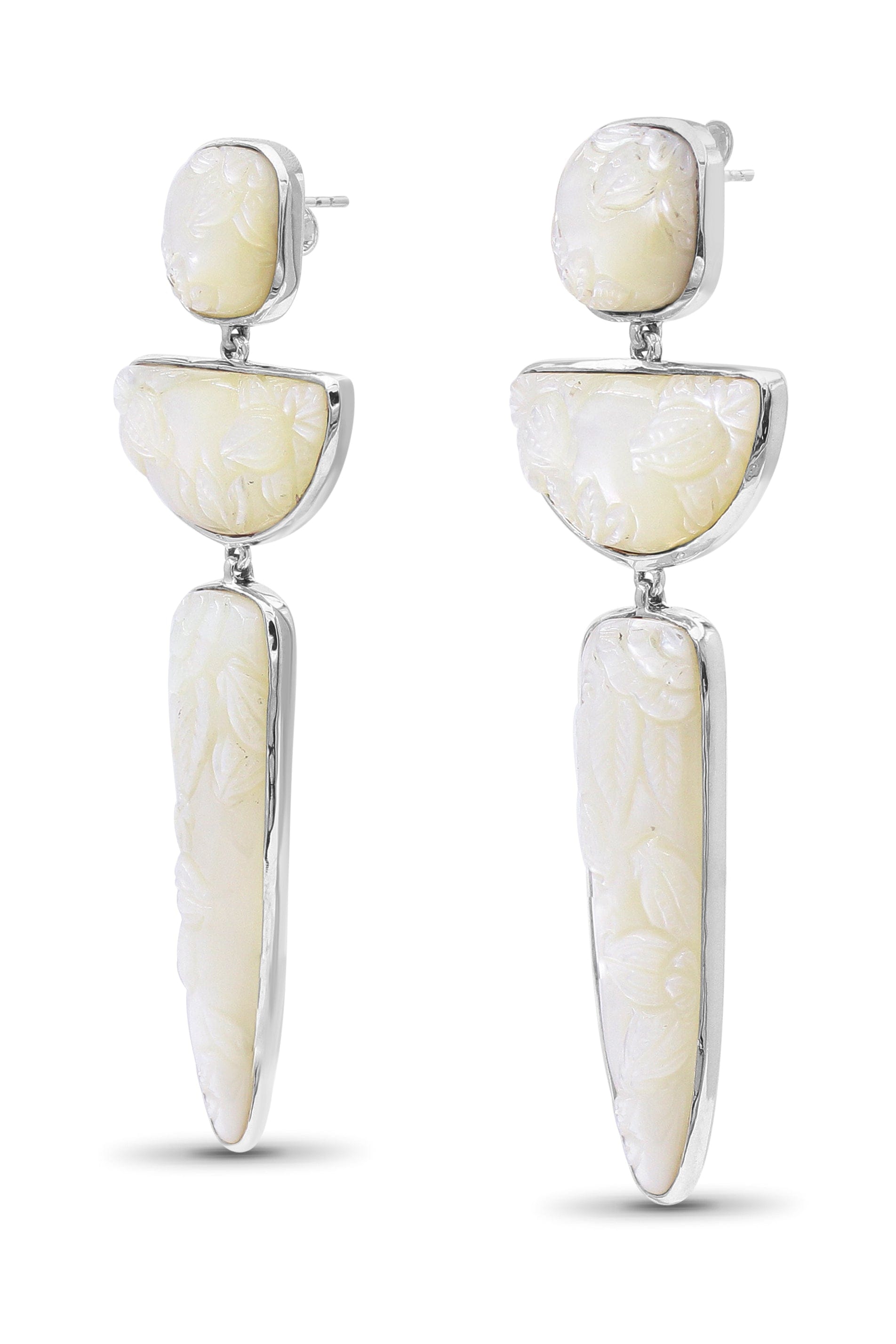 STEPHEN DWECK-Mother of Pearl Tiered Earrings-SILVER