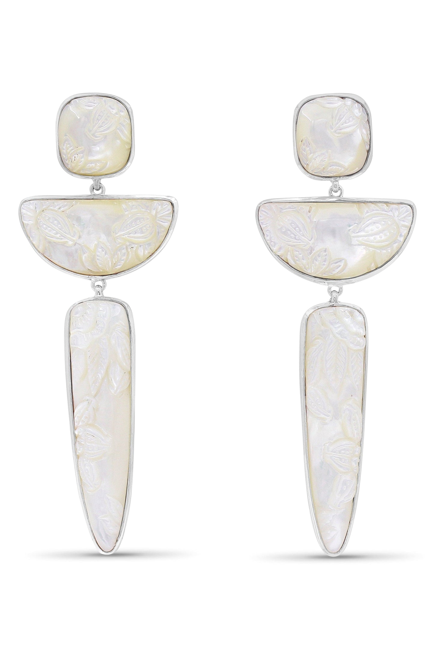 STEPHEN DWECK-Mother of Pearl Tiered Earrings-SILVER