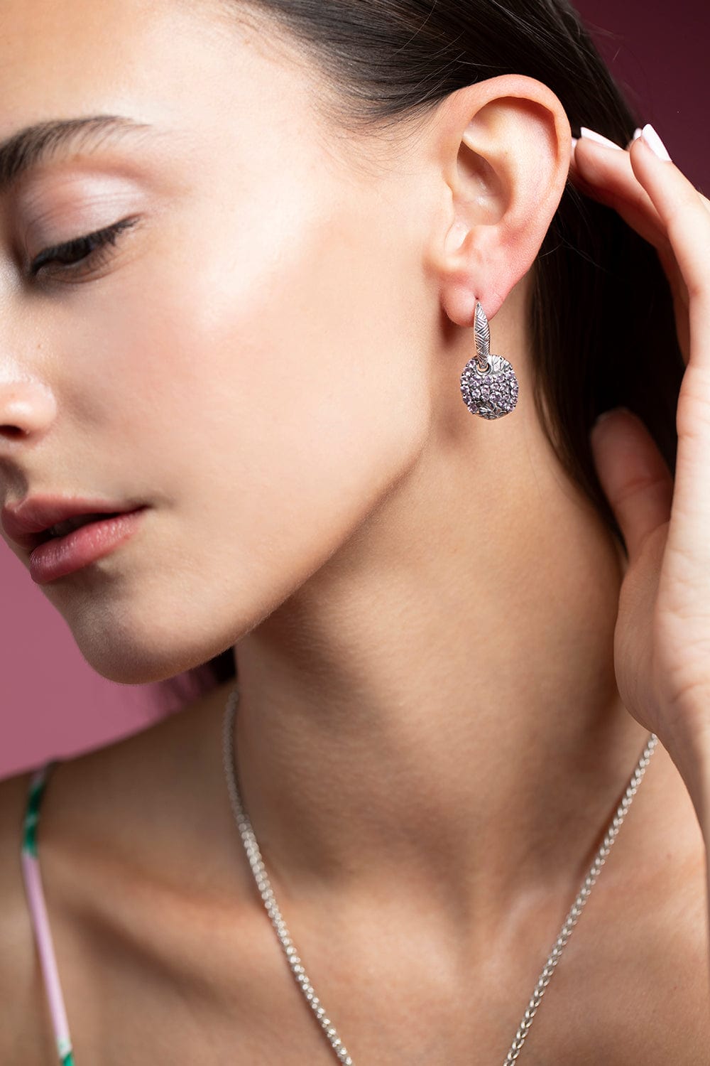 STEPHEN DWECK-Pink Sapphire Hook Earrings-SILVER