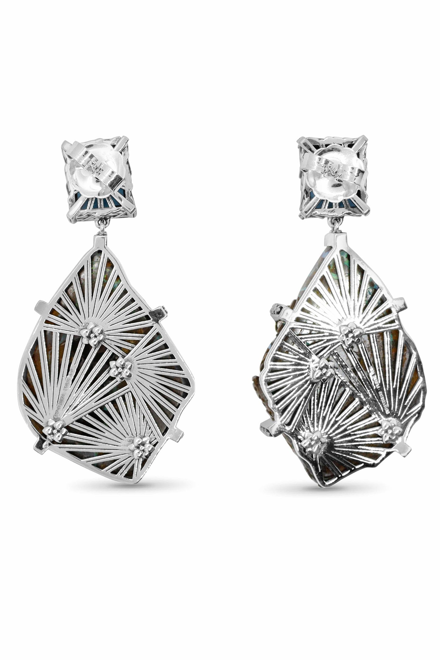 STEPHEN DWECK-Swiss Blue Topaz and Boulder Opal Earrings-SILVER
