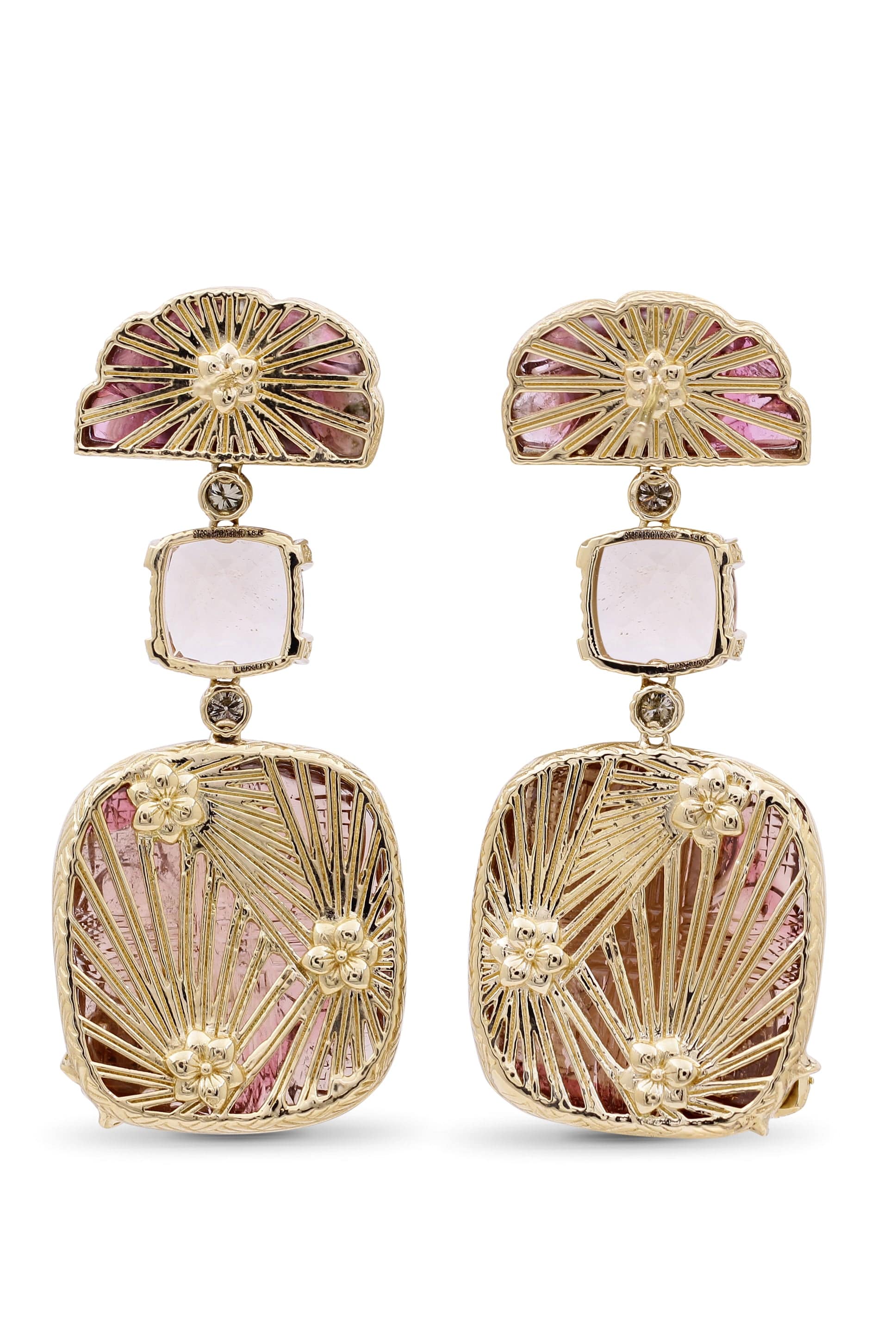 STEPHEN DWECK-Carved Tourmaline Morganite Earrings-YELLOW GOLD