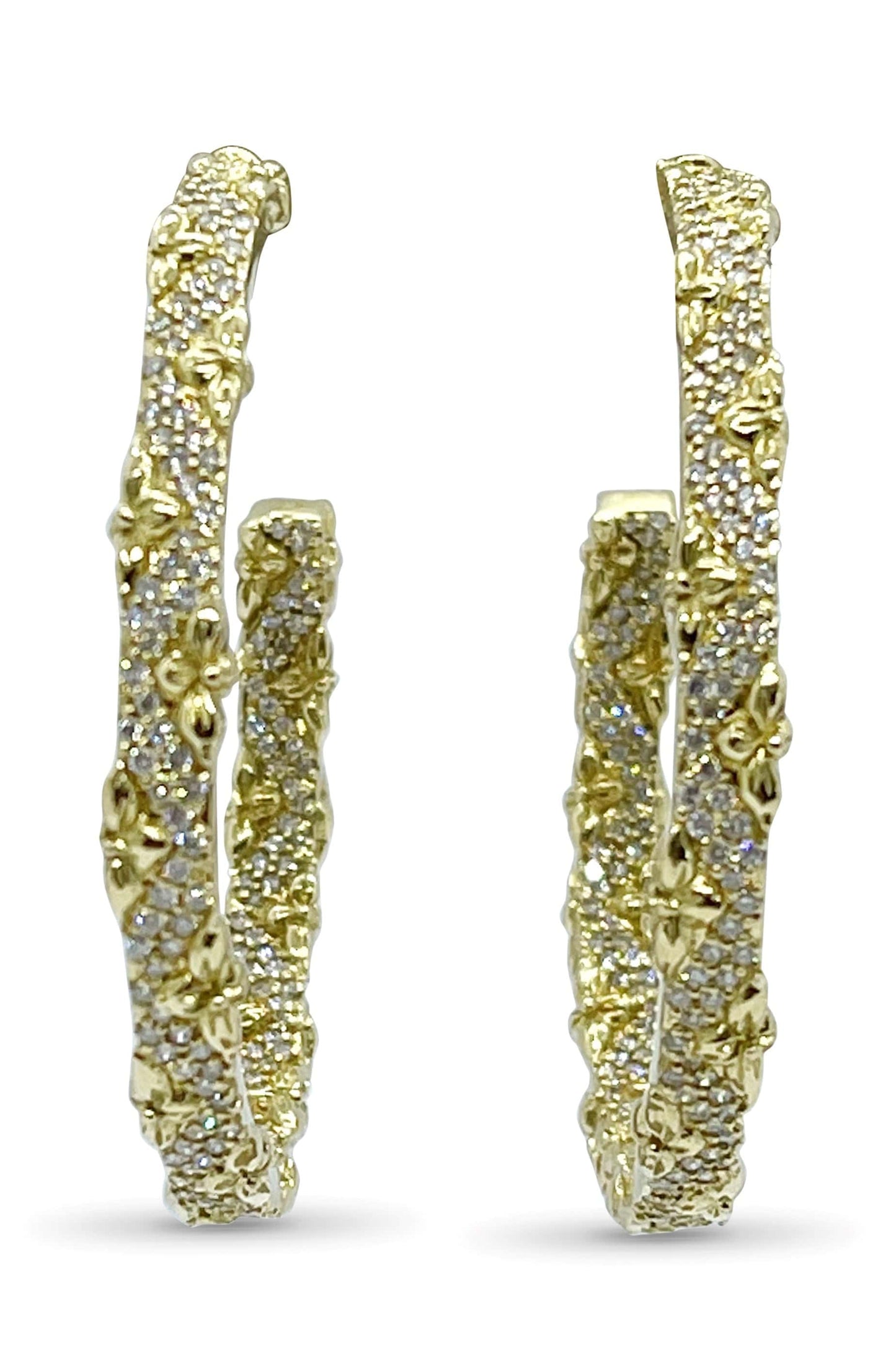 STEPHEN DWECK-Engraved Floral Earrings-YELLOW GOLD