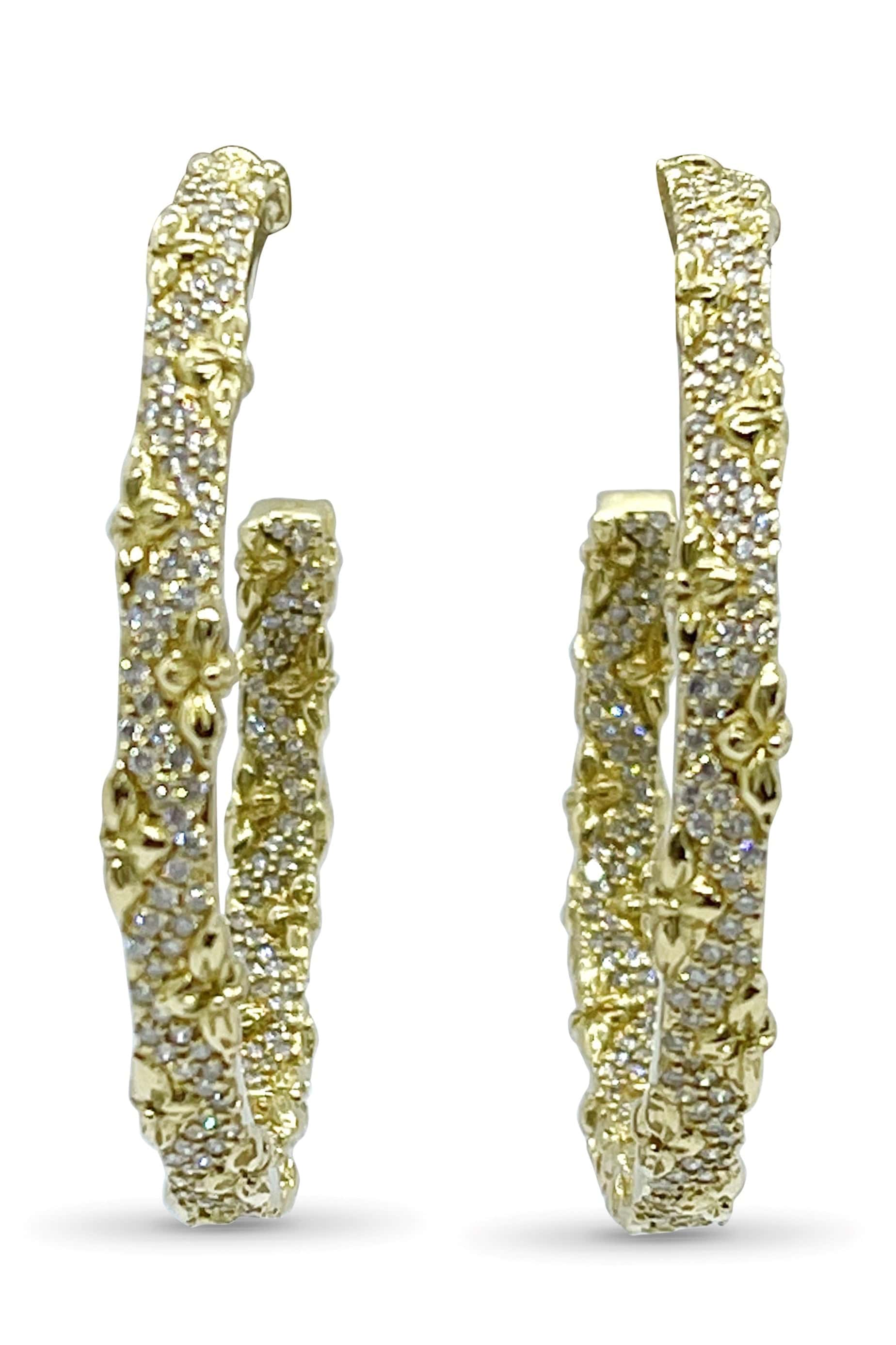 STEPHEN DWECK-Engraved Floral Earrings-YELLOW GOLD