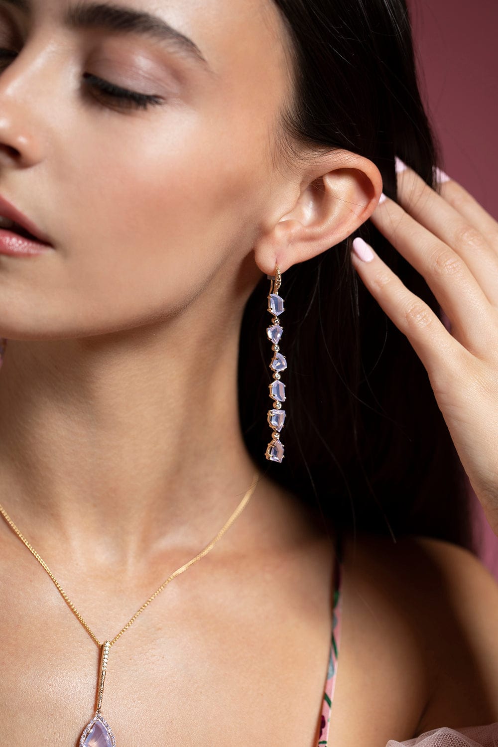 STEPHEN DWECK-Galactical Lavender Moon Quartz Earrings-YELLOW GOLD