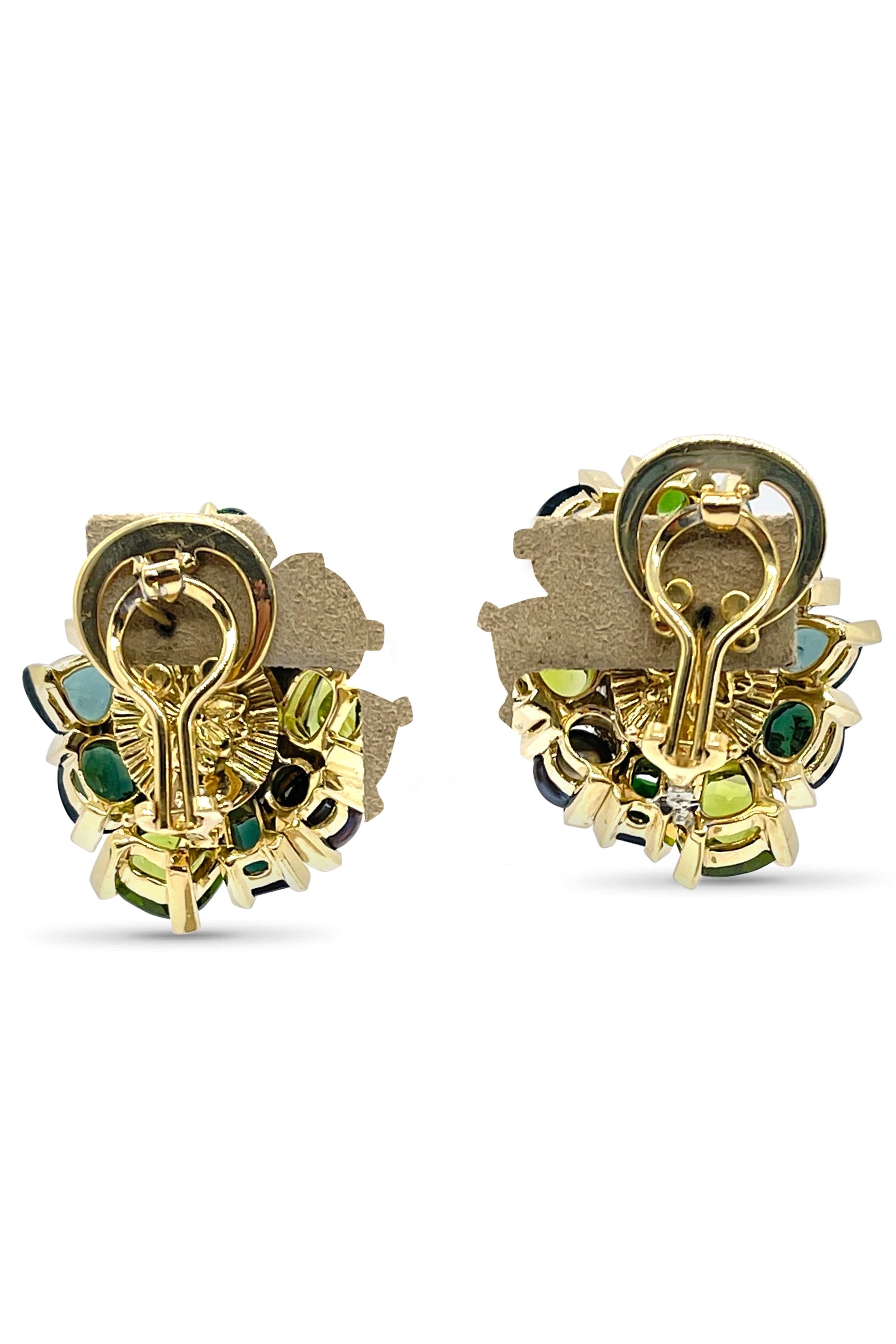 STEPHEN DWECK-Peridot and Blue Topaz Cluster Earrings-YELLOW GOLD
