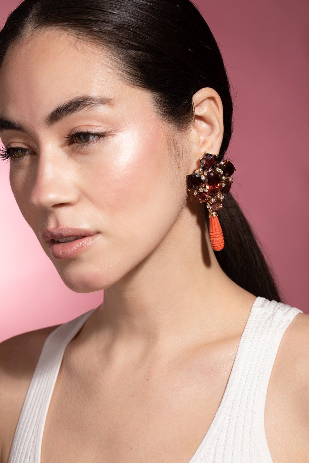STEPHEN DWECK-Tourmaline and Coral Drop Earrings-YELLOW GOLD