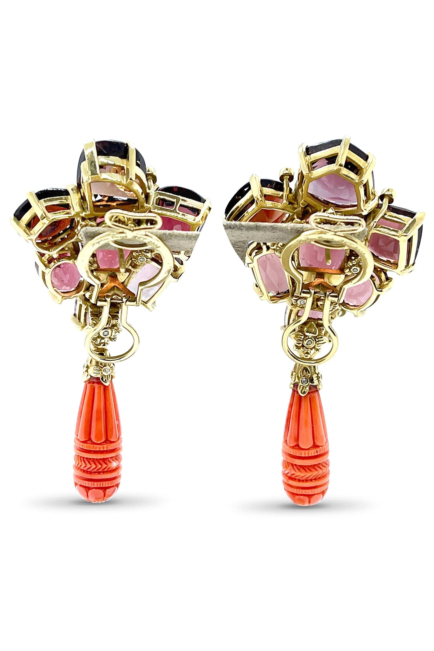 STEPHEN DWECK-Tourmaline and Coral Drop Earrings-YELLOW GOLD