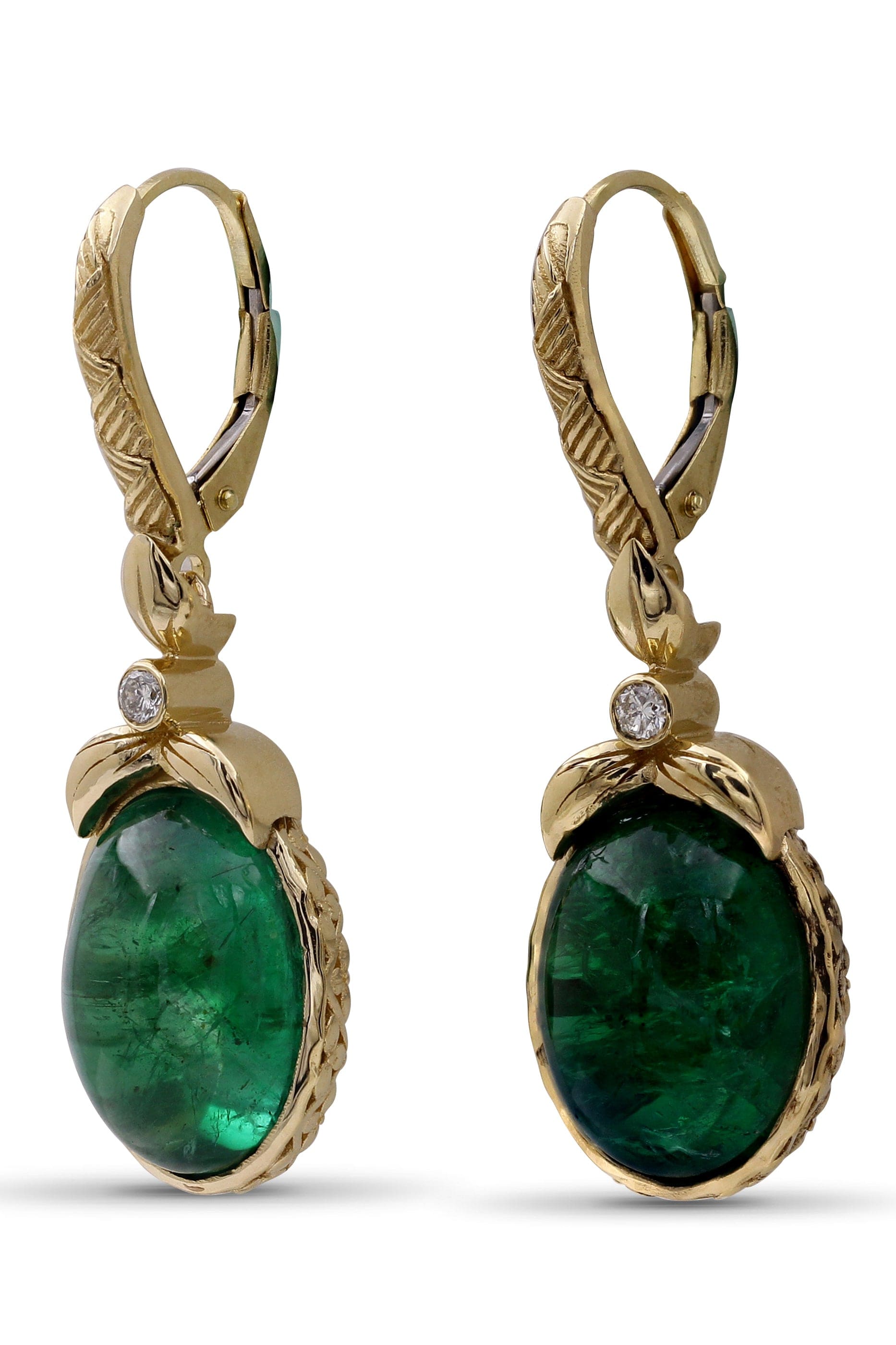 STEPHEN DWECK-Zambian Emerald Earrings-YELLOW GOLD