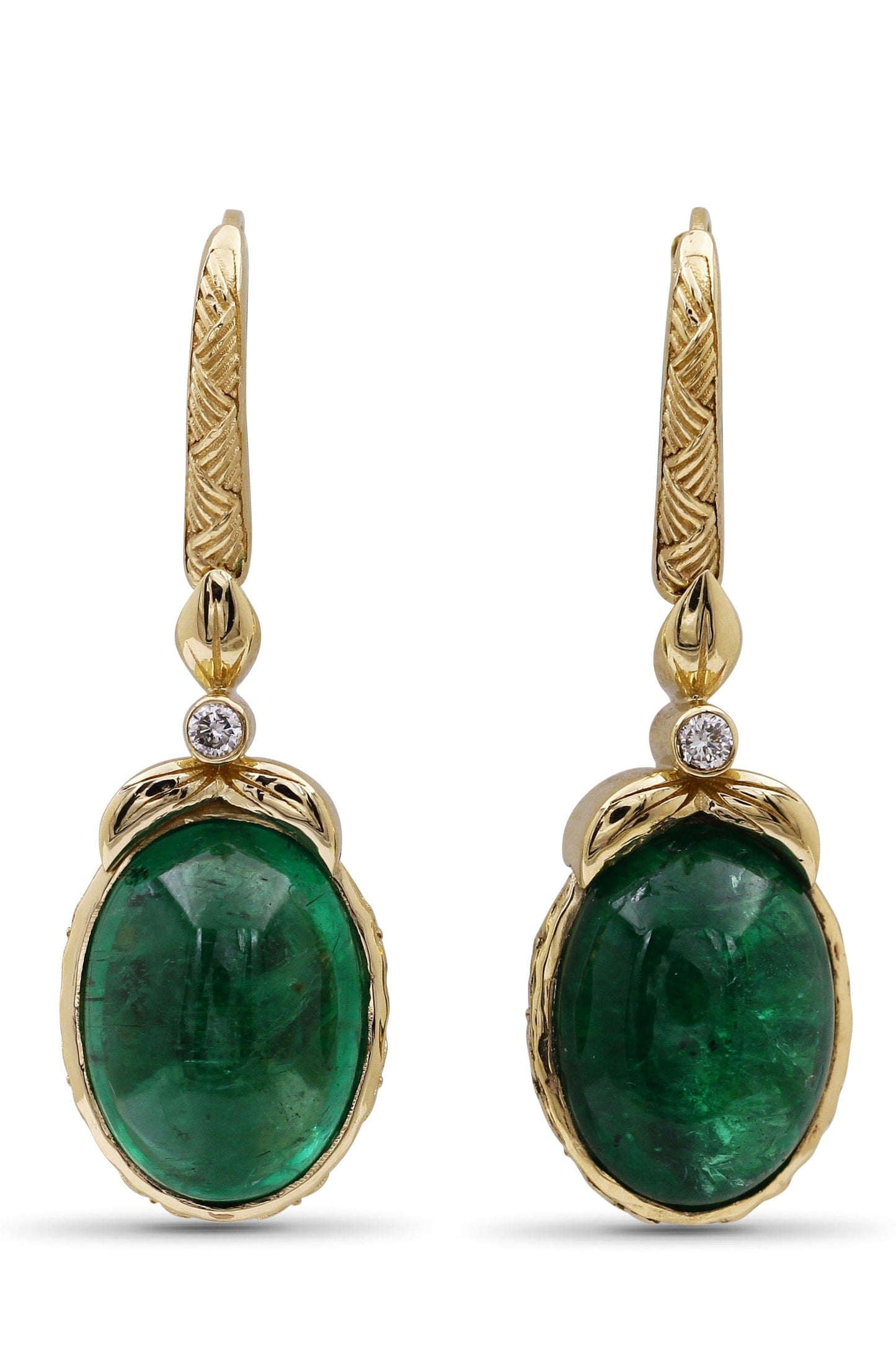 STEPHEN DWECK-Zambian Emerald Earrings-YELLOW GOLD