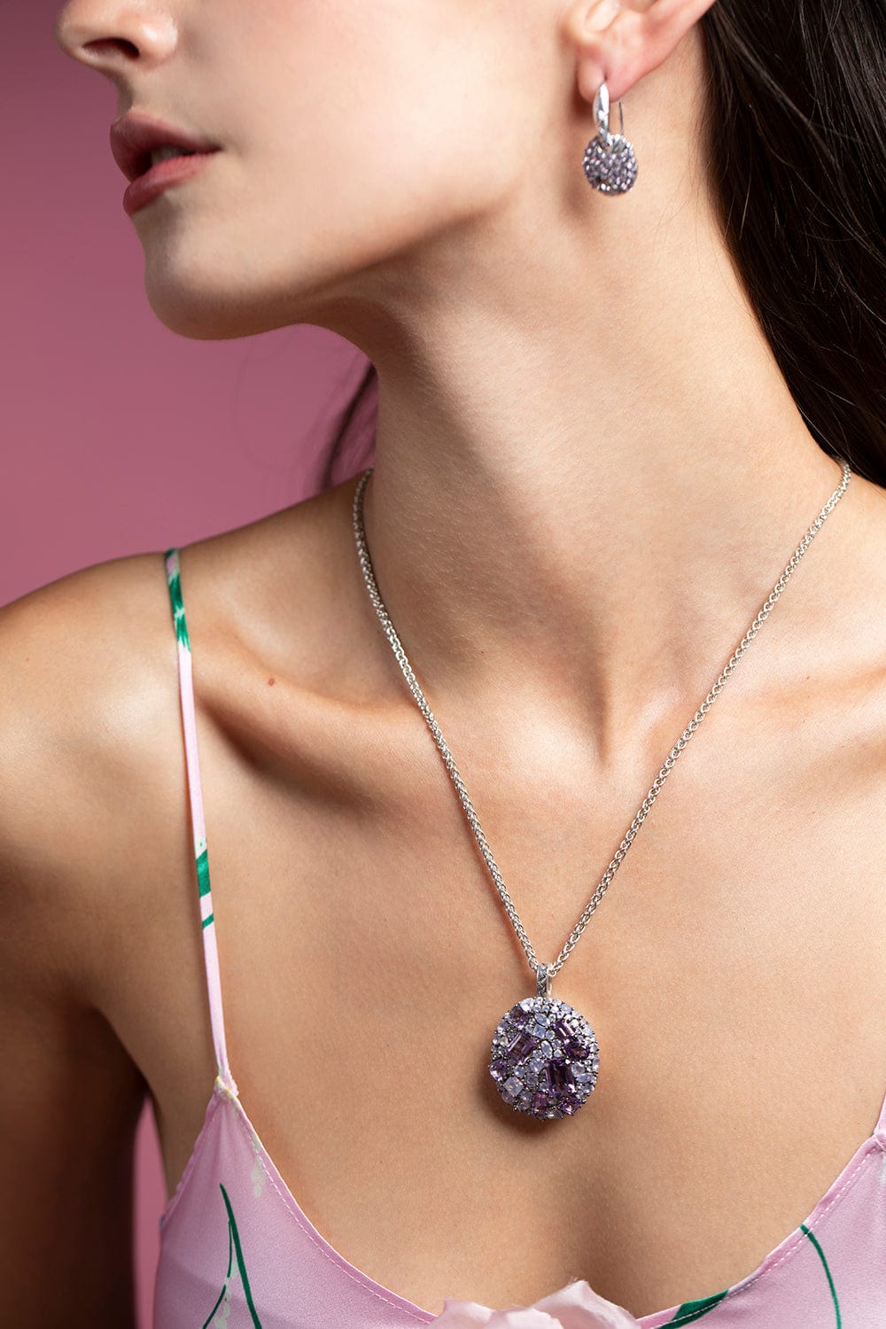 STEPHEN DWECK-Amethyst and Lavender Quartz Pendant Necklace-SILVER