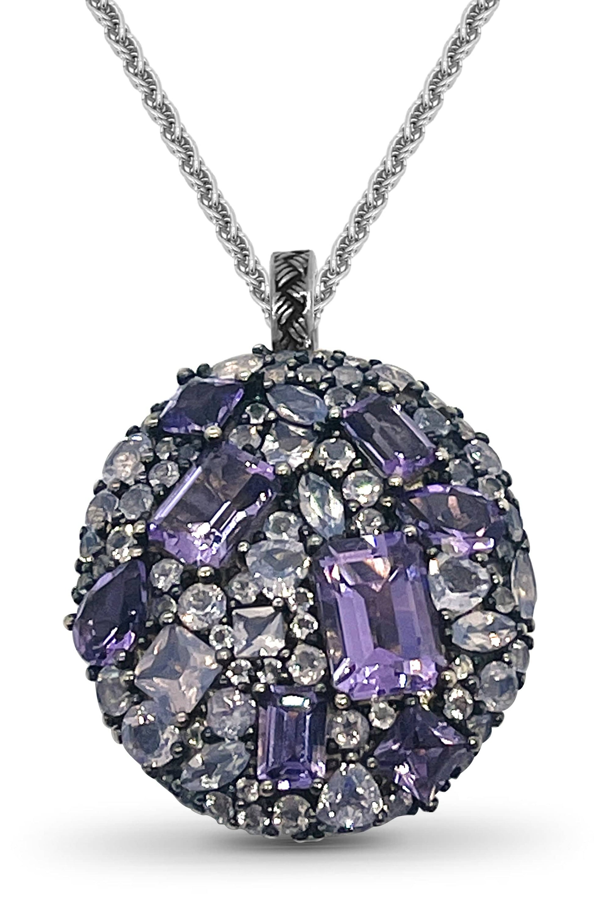 STEPHEN DWECK-Amethyst and Lavender Quartz Pendant Necklace-SILVER