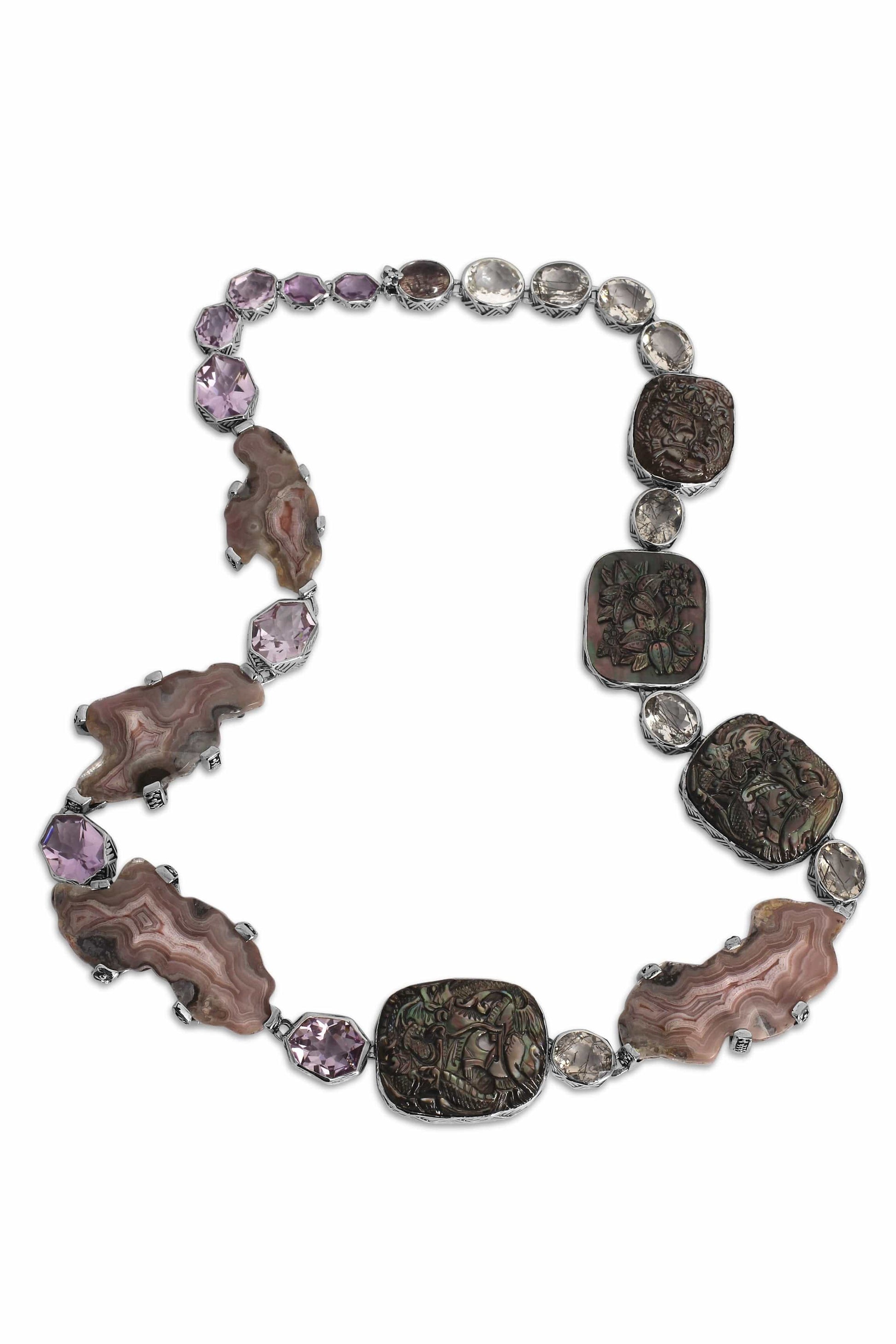 STEPHEN DWECK-Carved Mother of Pearl Necklace-SILVER