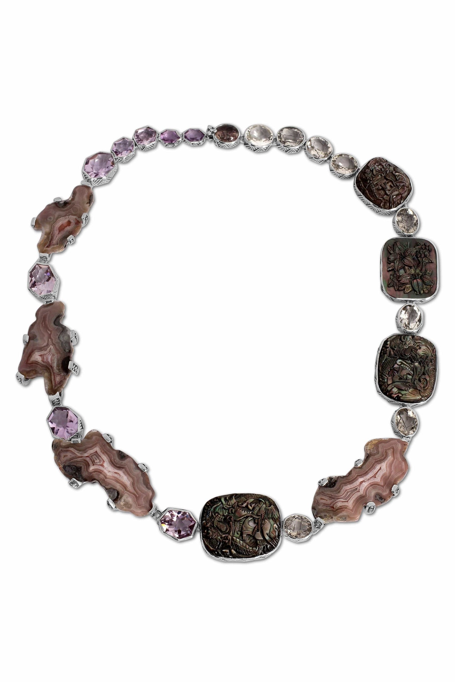 STEPHEN DWECK-Carved Mother of Pearl Necklace-SILVER