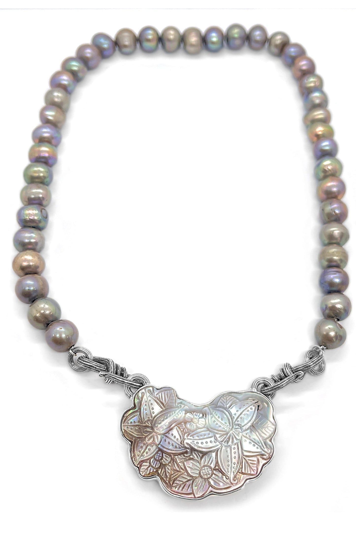 STEPHEN DWECK-Carved Pearl Necklace-SILVER