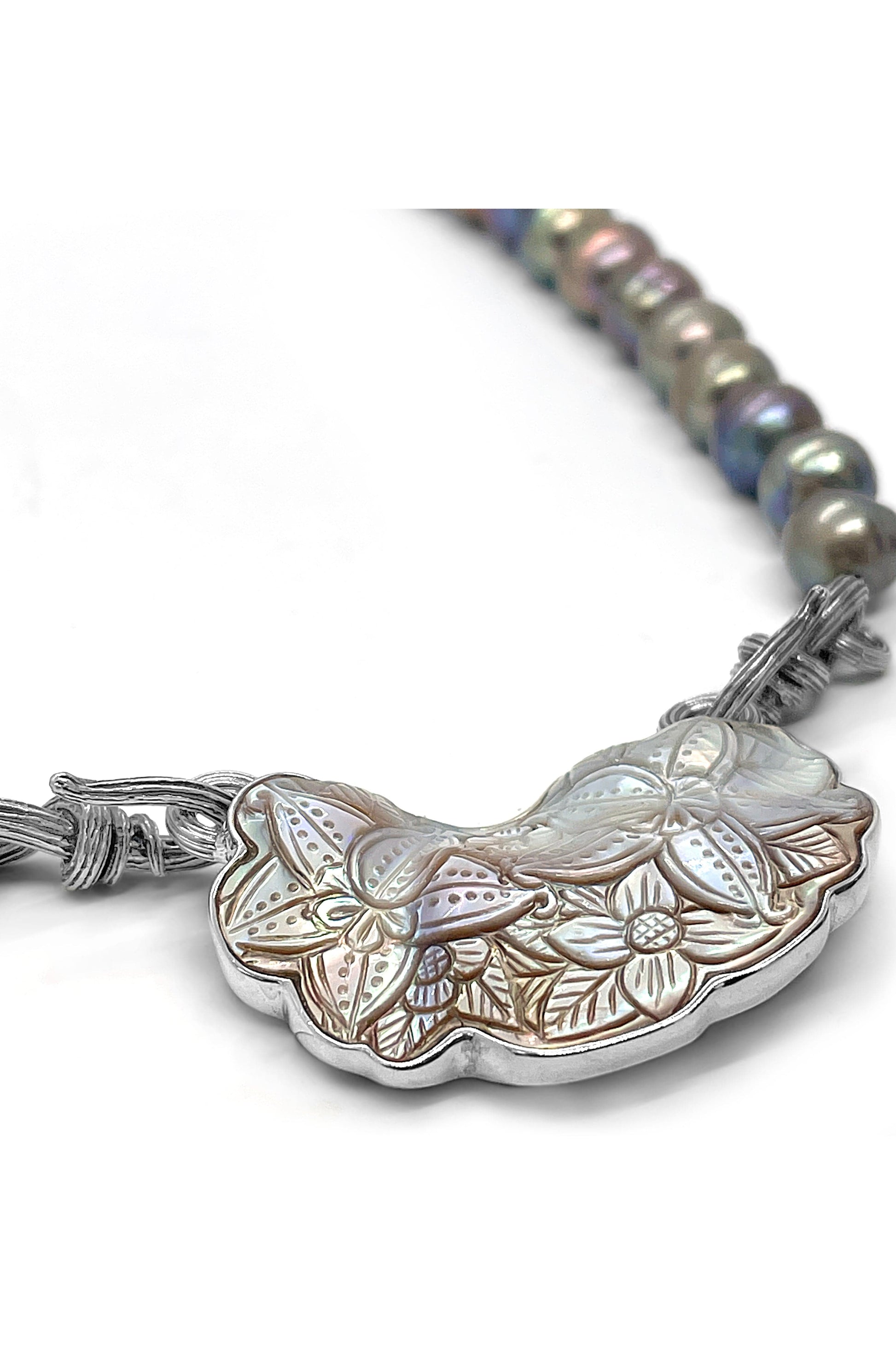 STEPHEN DWECK-Carved Pearl Necklace-SILVER