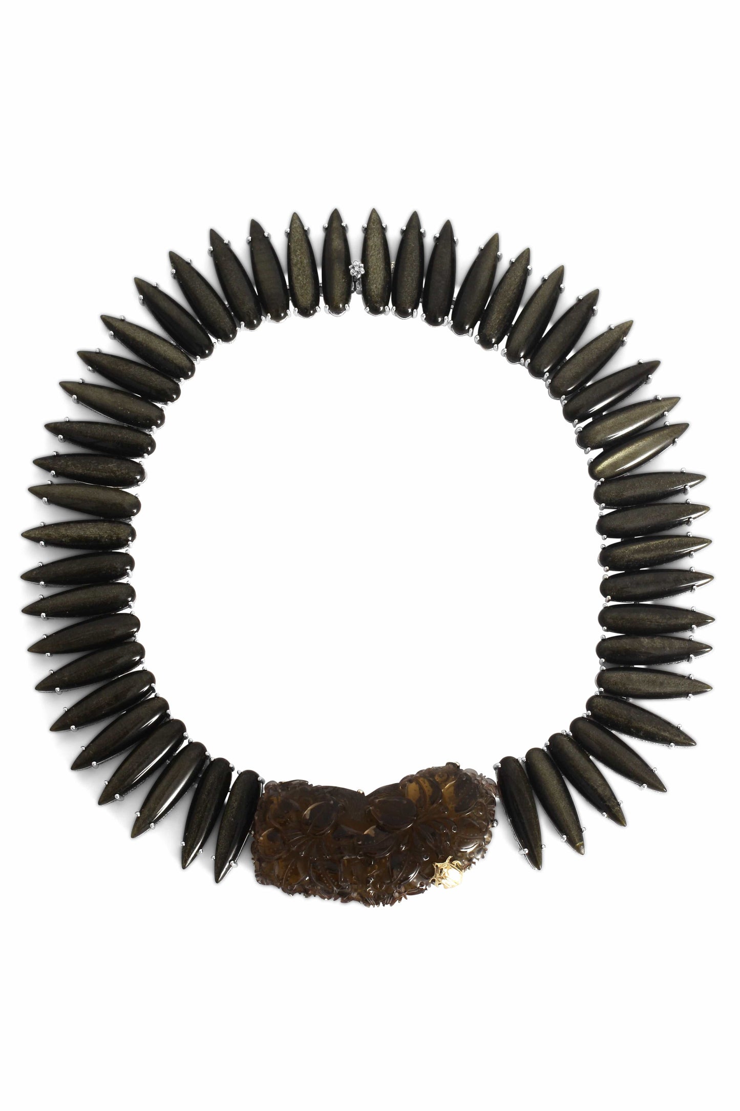 STEPHEN DWECK-Carved Smoky Quartz Necklace-SILVER