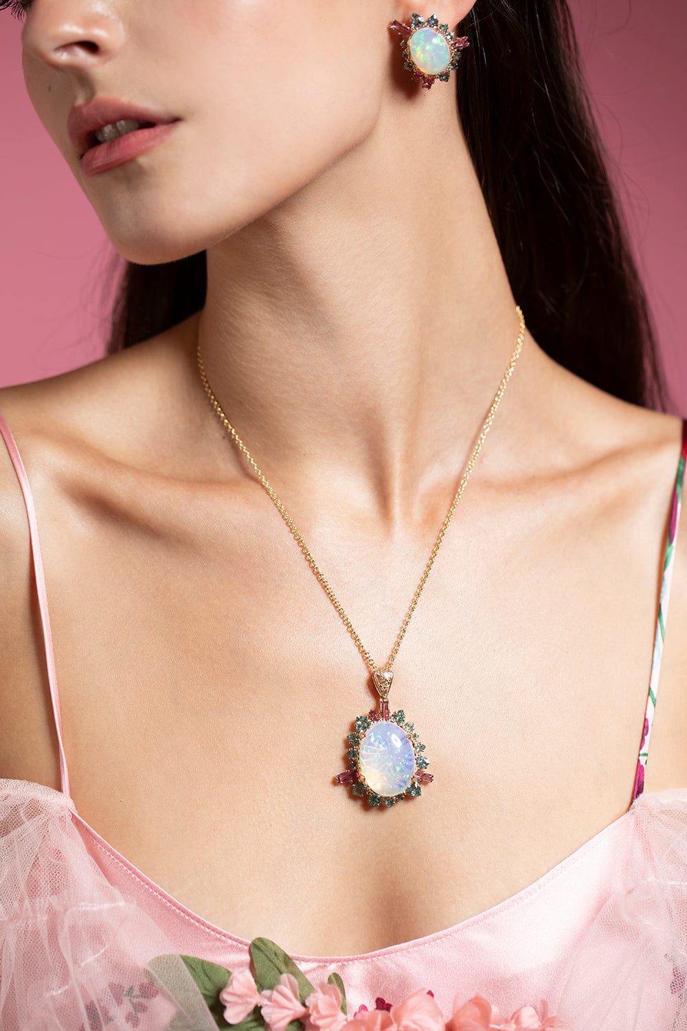 STEPHEN DWECK-Opal and Tourmaline Necklace-YELLOW GOLD