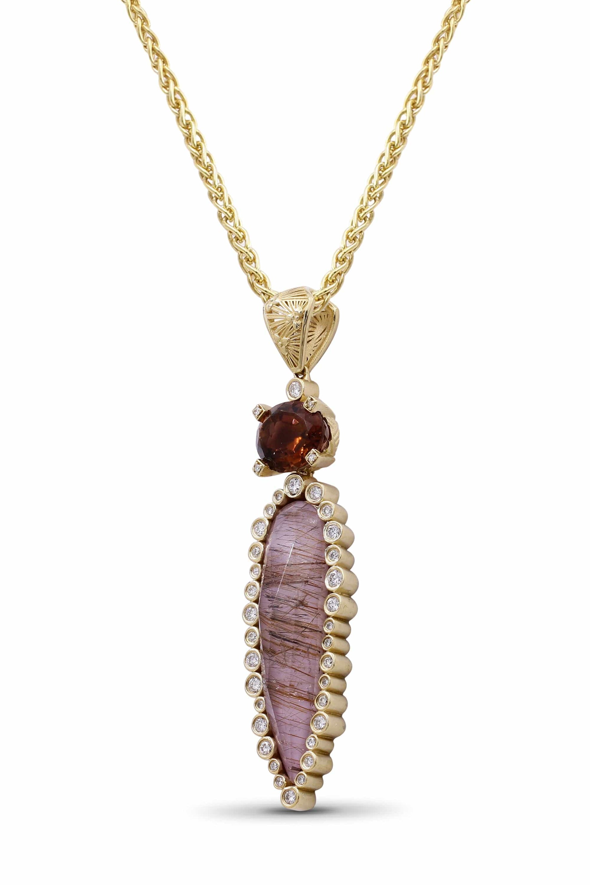 STEPHEN DWECK-Tourmaline and Rutilated Quartz Necklace-YELLOW GOLD
