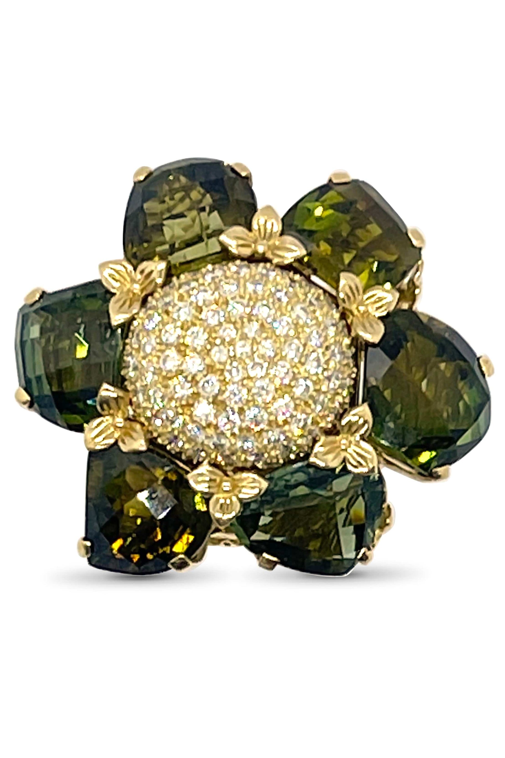 STEPHEN DWECK-Green Tourmaline Flower Ring-YELLOW GOLD