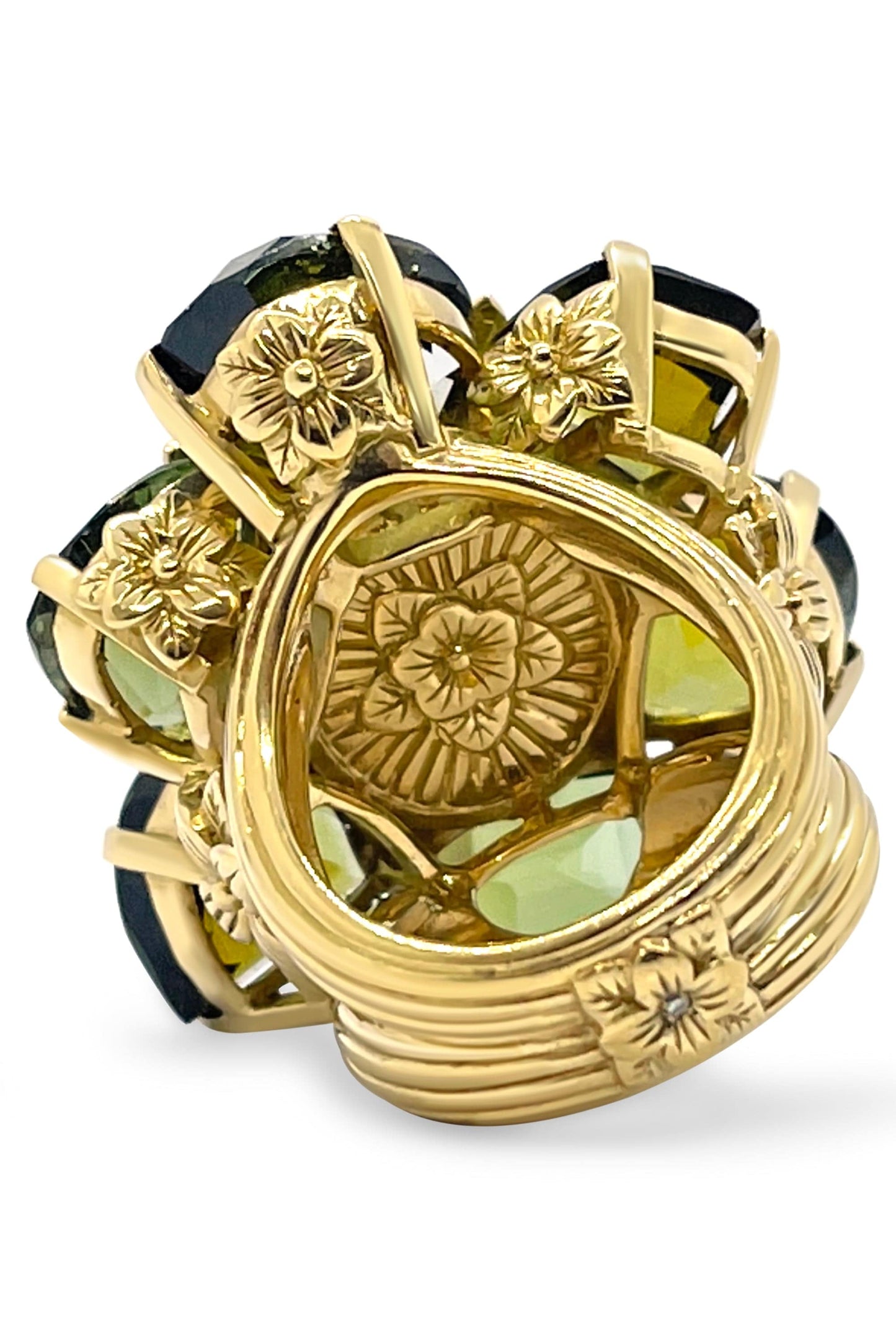STEPHEN DWECK-Green Tourmaline Flower Ring-YELLOW GOLD