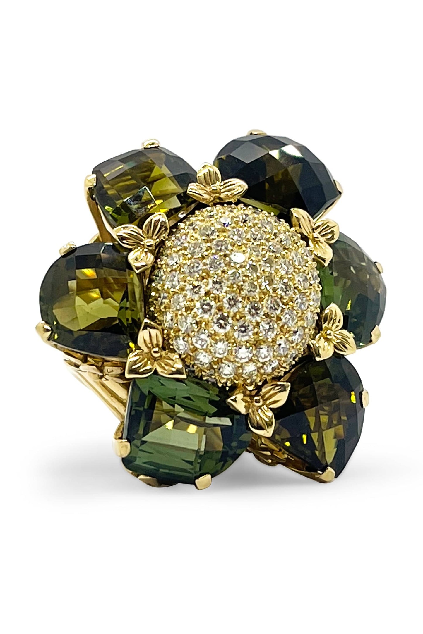 STEPHEN DWECK-Green Tourmaline Flower Ring-YELLOW GOLD