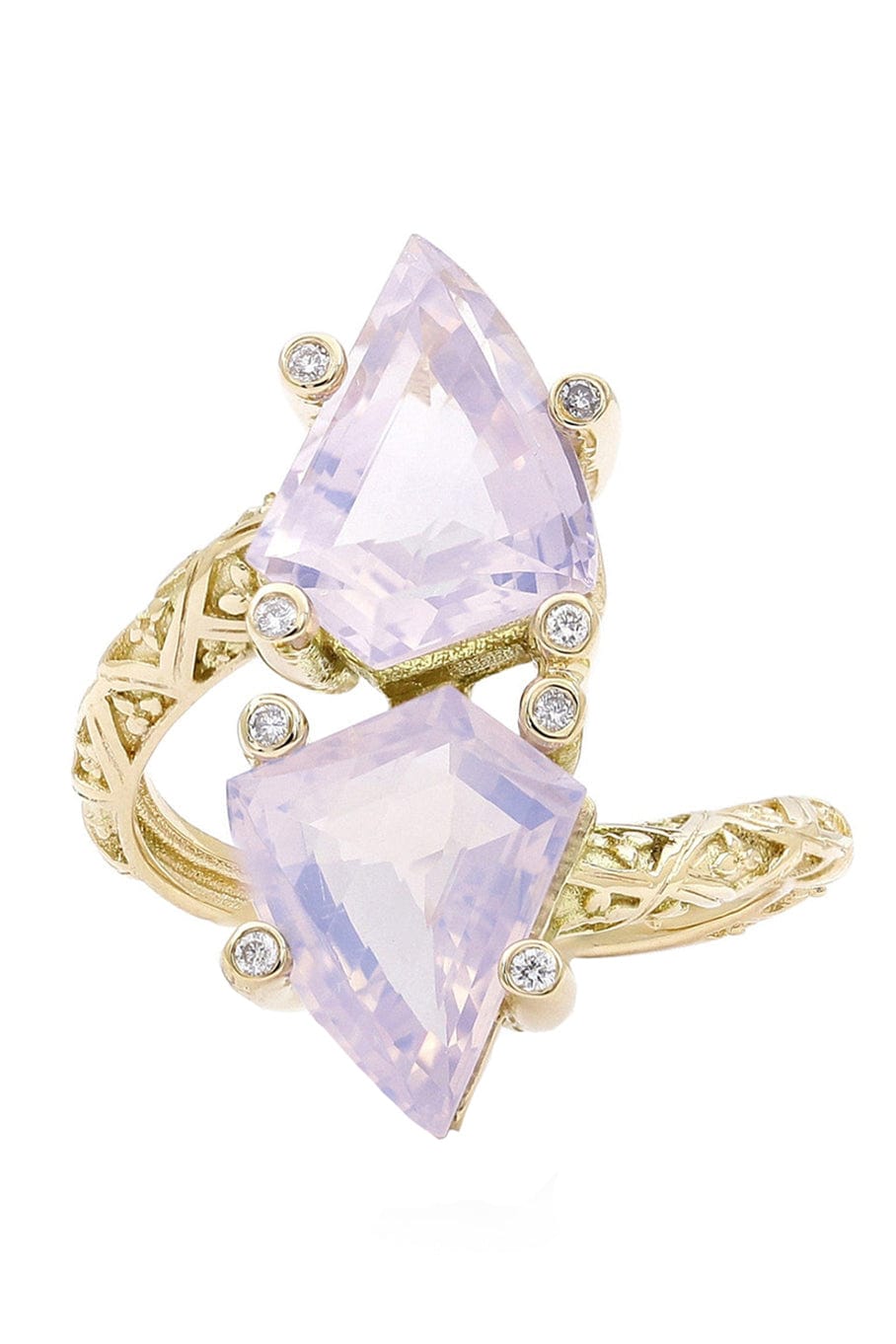 STEPHEN DWECK-Lavender Moon Quartz and Diamond Ring-YELLOW GOLD