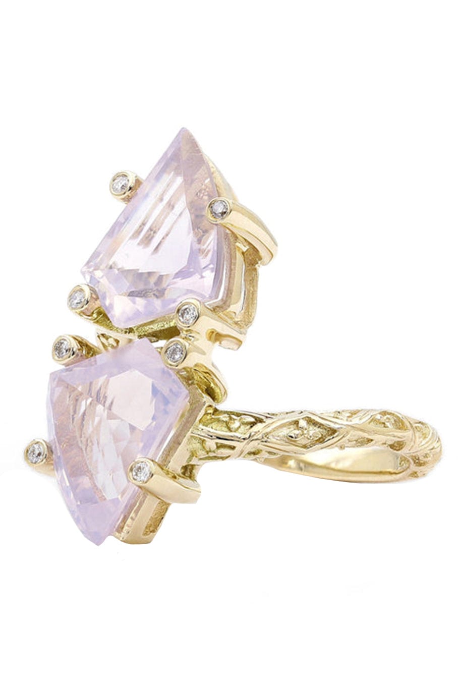 STEPHEN DWECK-Lavender Moon Quartz and Diamond Ring-YELLOW GOLD