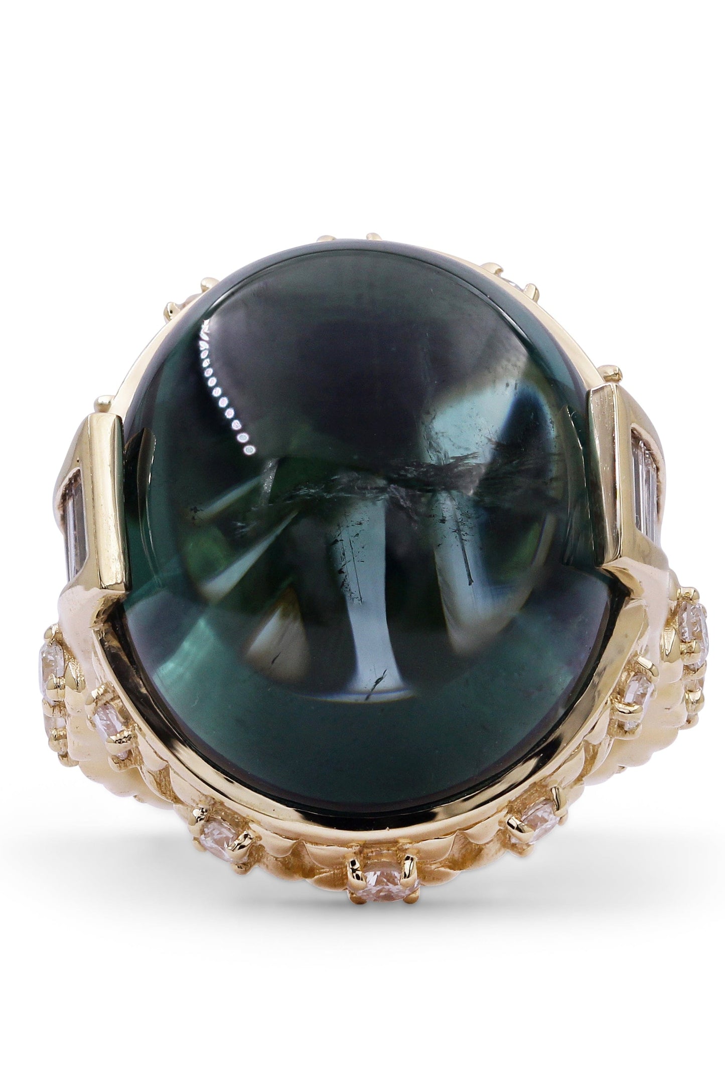 STEPHEN DWECK-Green Tourmaline and Diamond Ring-YELLOW GOLD