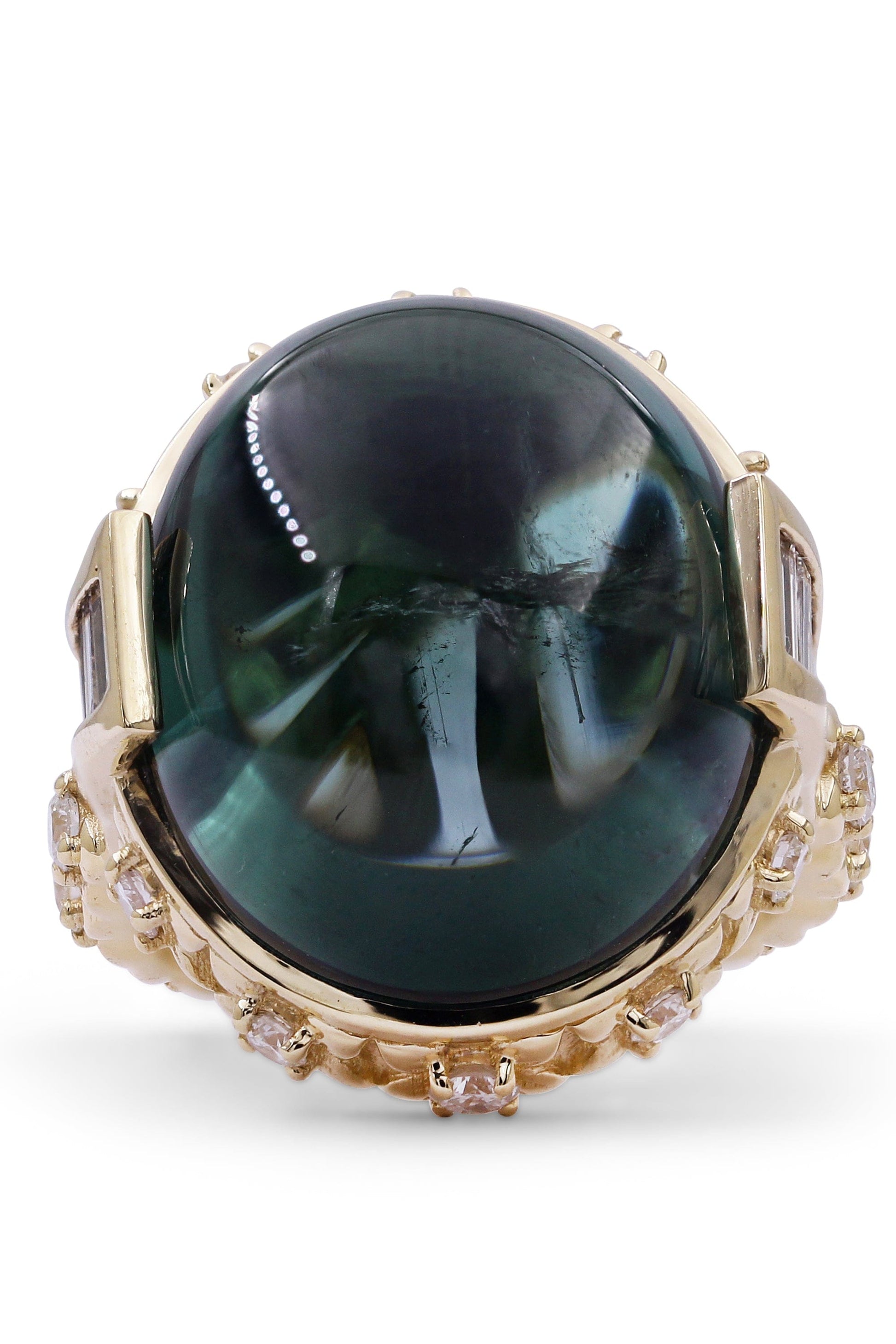 STEPHEN DWECK-Green Tourmaline and Diamond Ring-YELLOW GOLD
