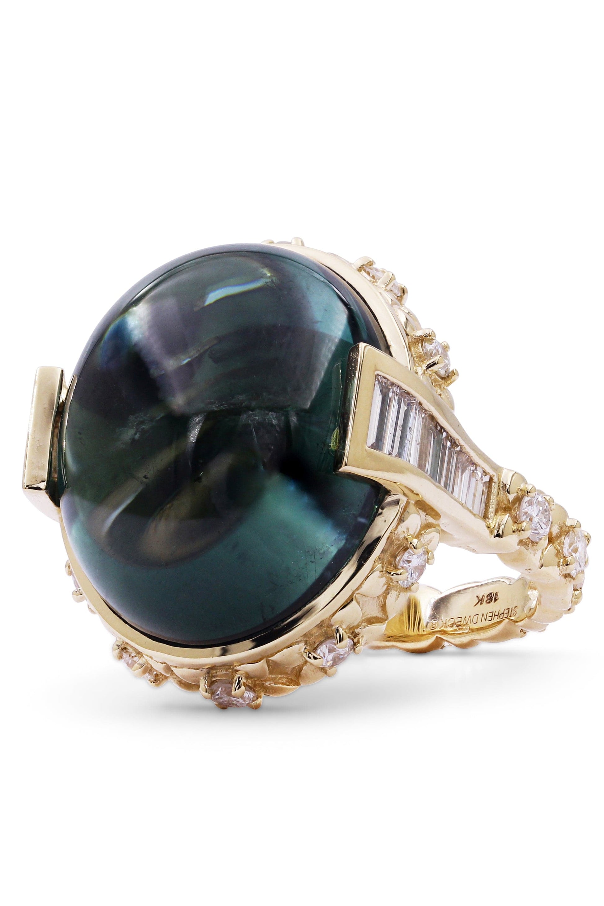 STEPHEN DWECK-Green Tourmaline and Diamond Ring-YELLOW GOLD