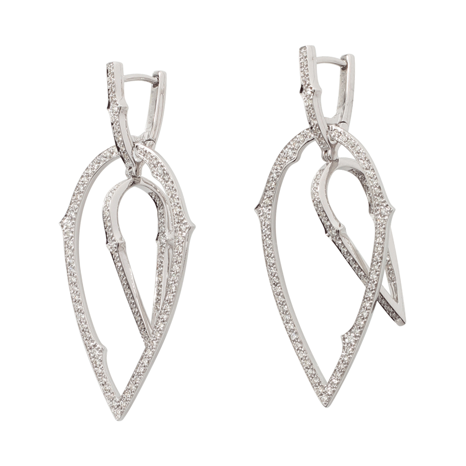 STEPHEN WEBSTER-Diamond Thorn Double Hoop Earrings-WHITE GOLD