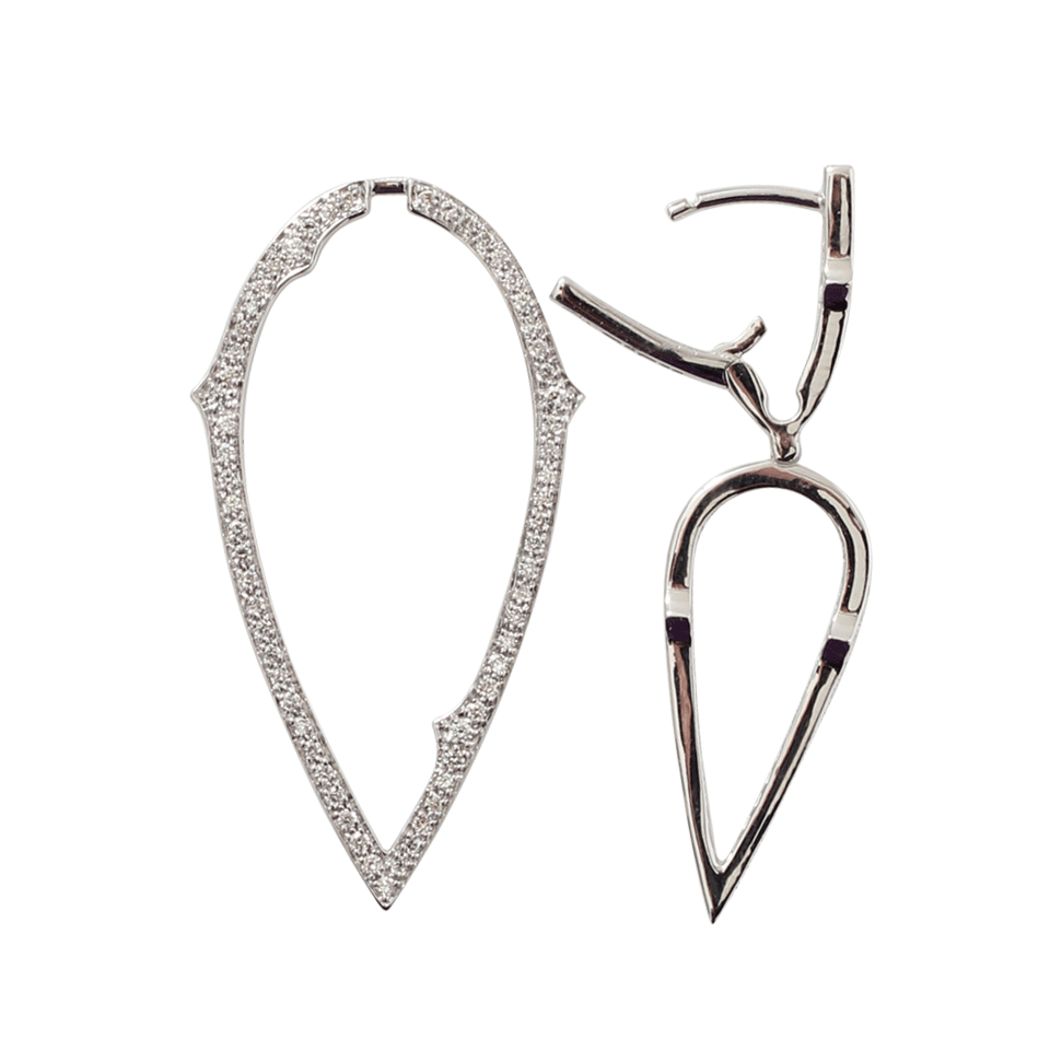 STEPHEN WEBSTER-Diamond Thorn Double Hoop Earrings-WHITE GOLD