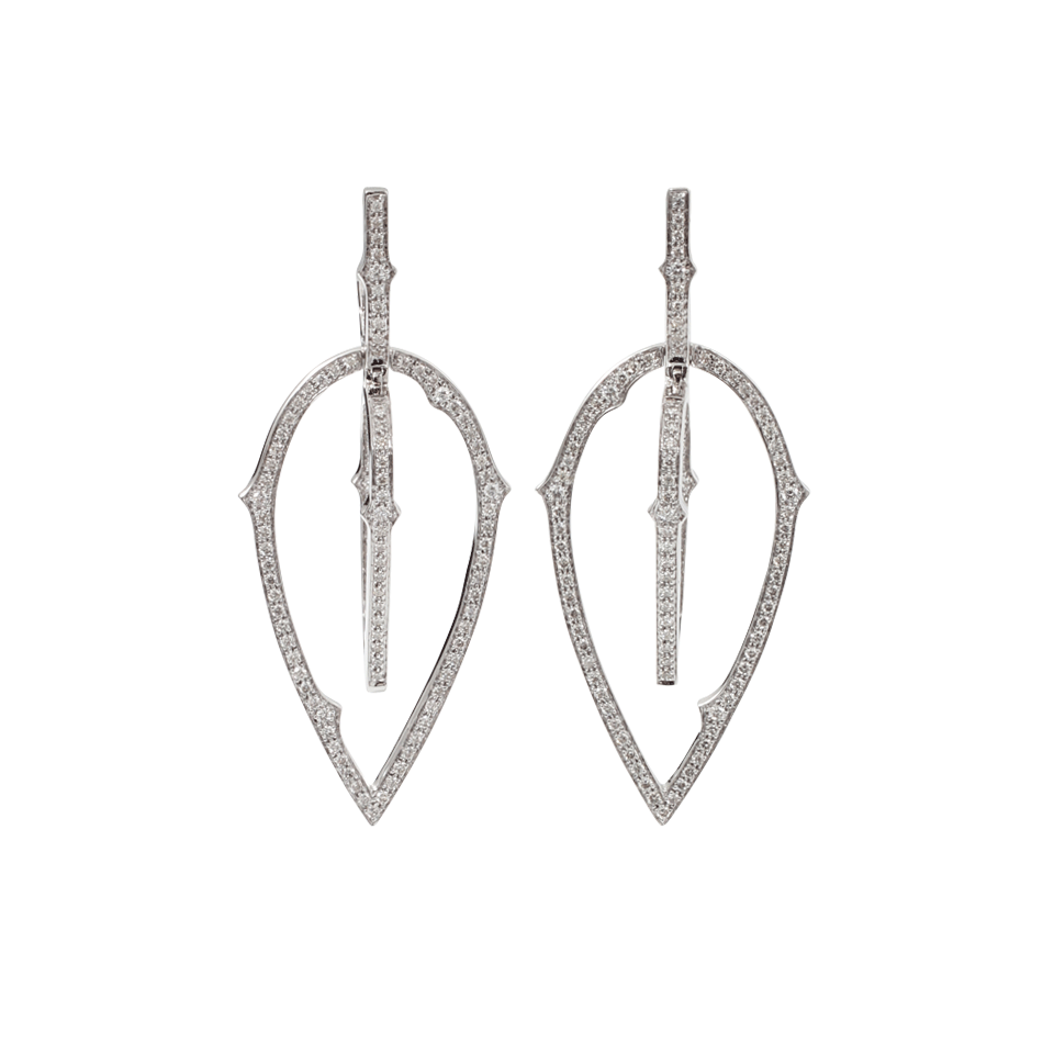 STEPHEN WEBSTER-Diamond Thorn Double Hoop Earrings-WHITE GOLD