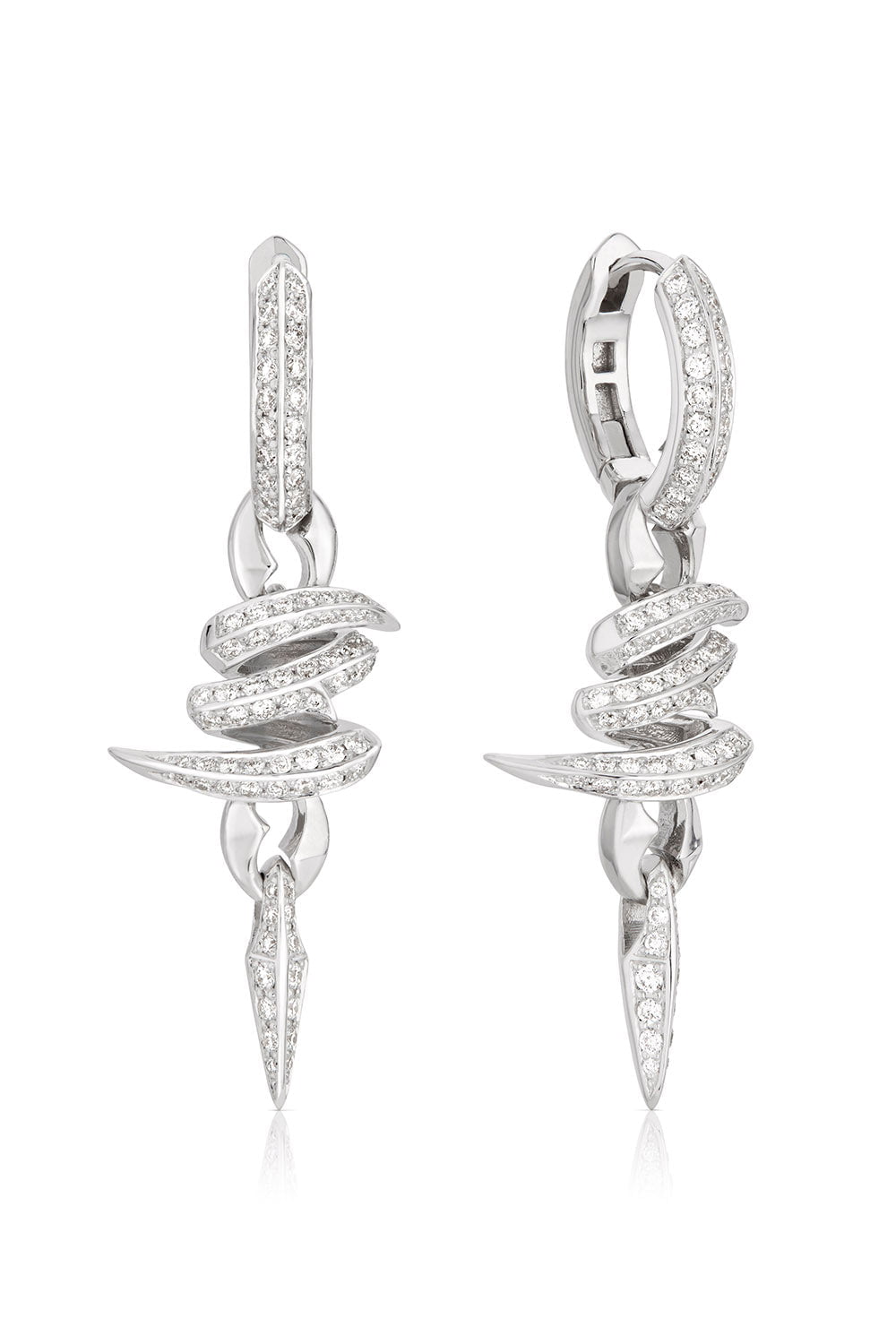 STEPHEN WEBSTER-Entwined Drop Earrings-WHITE GOLD