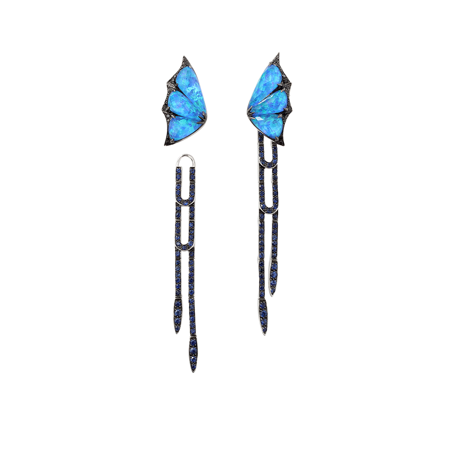 STEPHEN WEBSTER-Fly By Night Convertible Earrings-WHITE GOLD