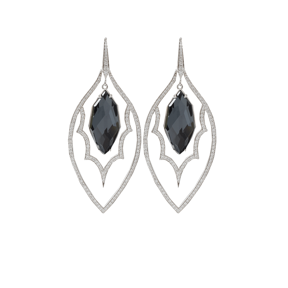 STEPHEN WEBSTER-Hematite Quartz Earrings-WHITE GOLD