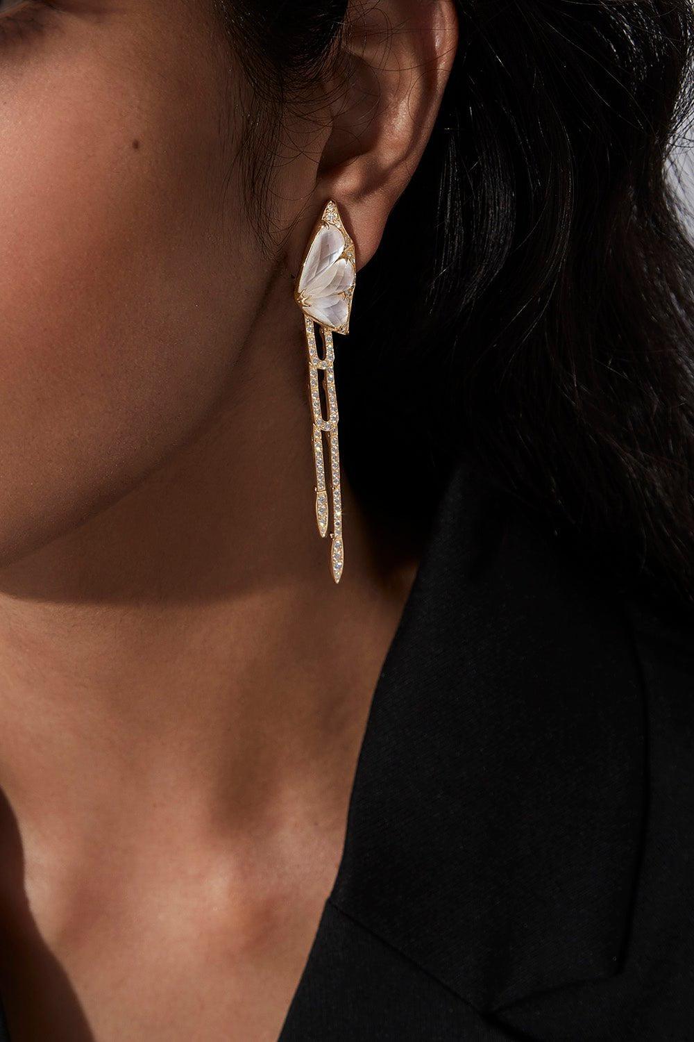 STEPHEN WEBSTER-Fly By Night Detachable Drop Earrings-YELLOW GOLD