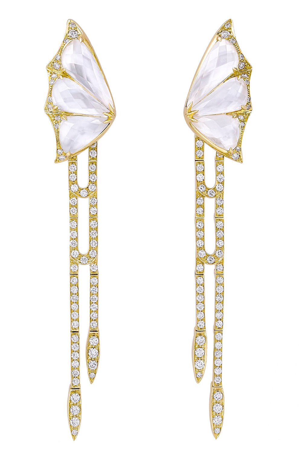 STEPHEN WEBSTER-Fly By Night Detachable Drop Earrings-YELLOW GOLD
