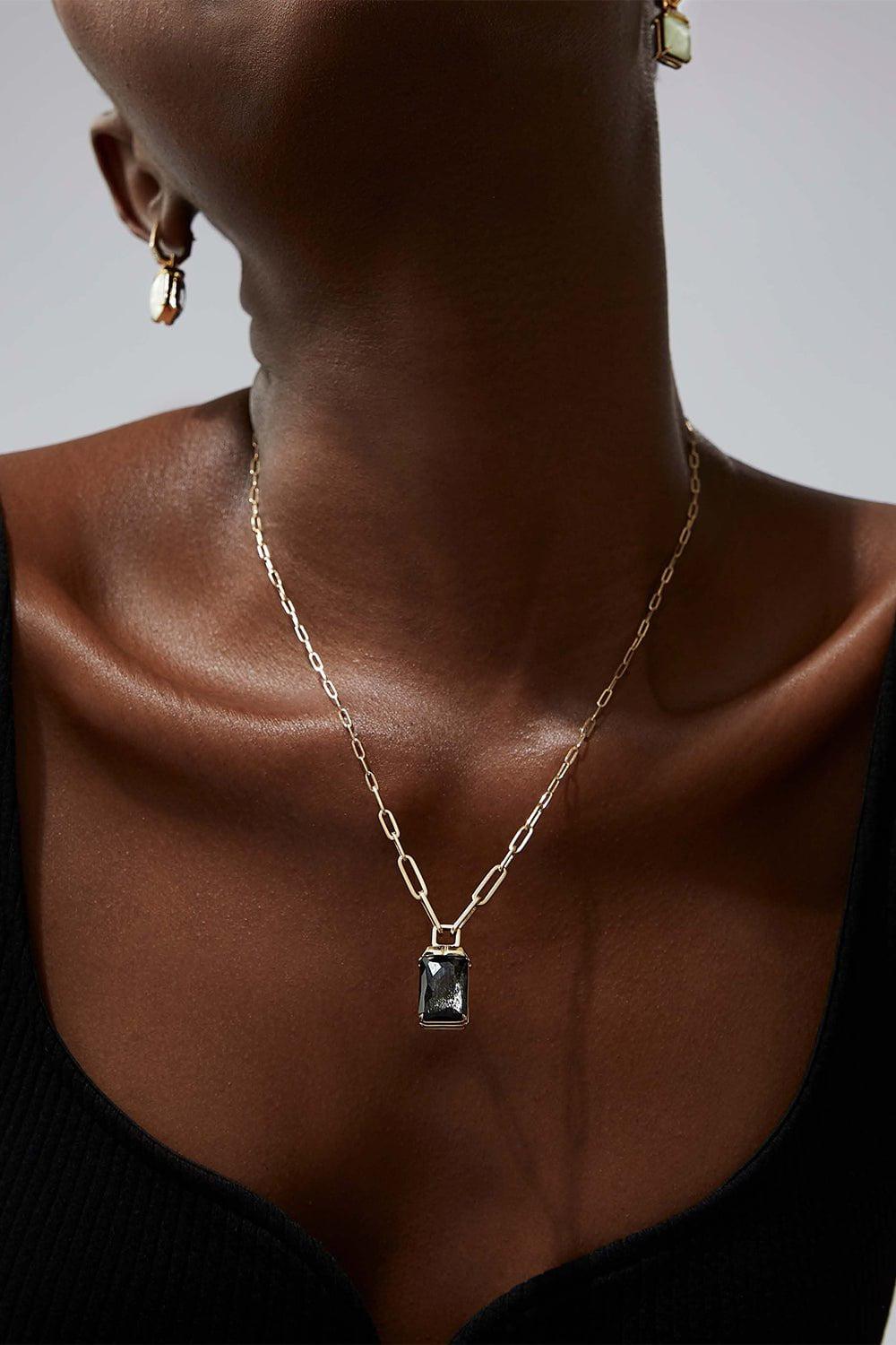 STEPHEN WEBSTER-Crystal Haze Tablet Twister Pendant Necklace-YELLOW GOLD