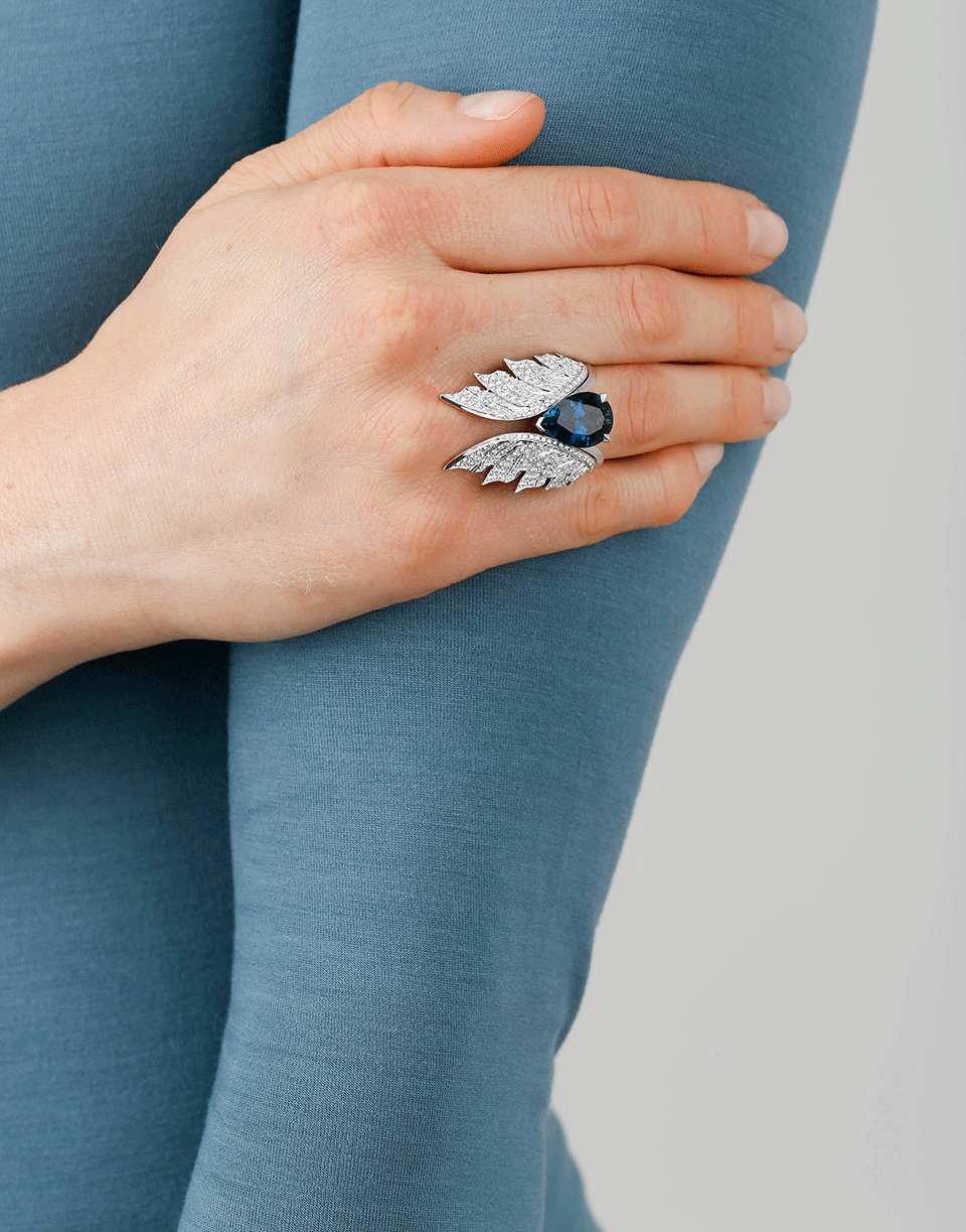 STEPHEN WEBSTER-Blue Topaz Pear Shape Ring-WHITE GOLD