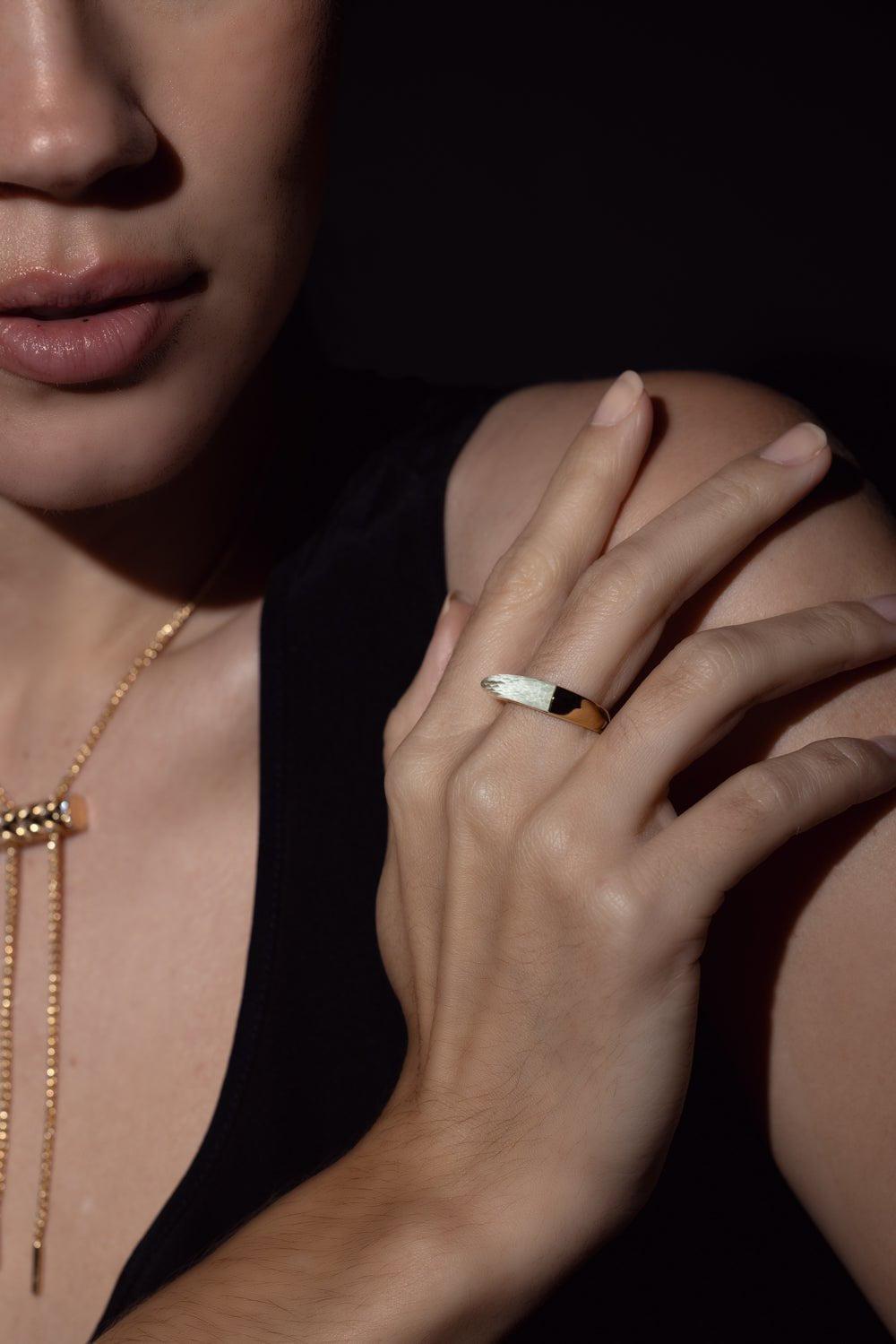 STEPHEN WEBSTER-Crystal Haze Shard Slimline Stack Ring-YELLOW GOLD