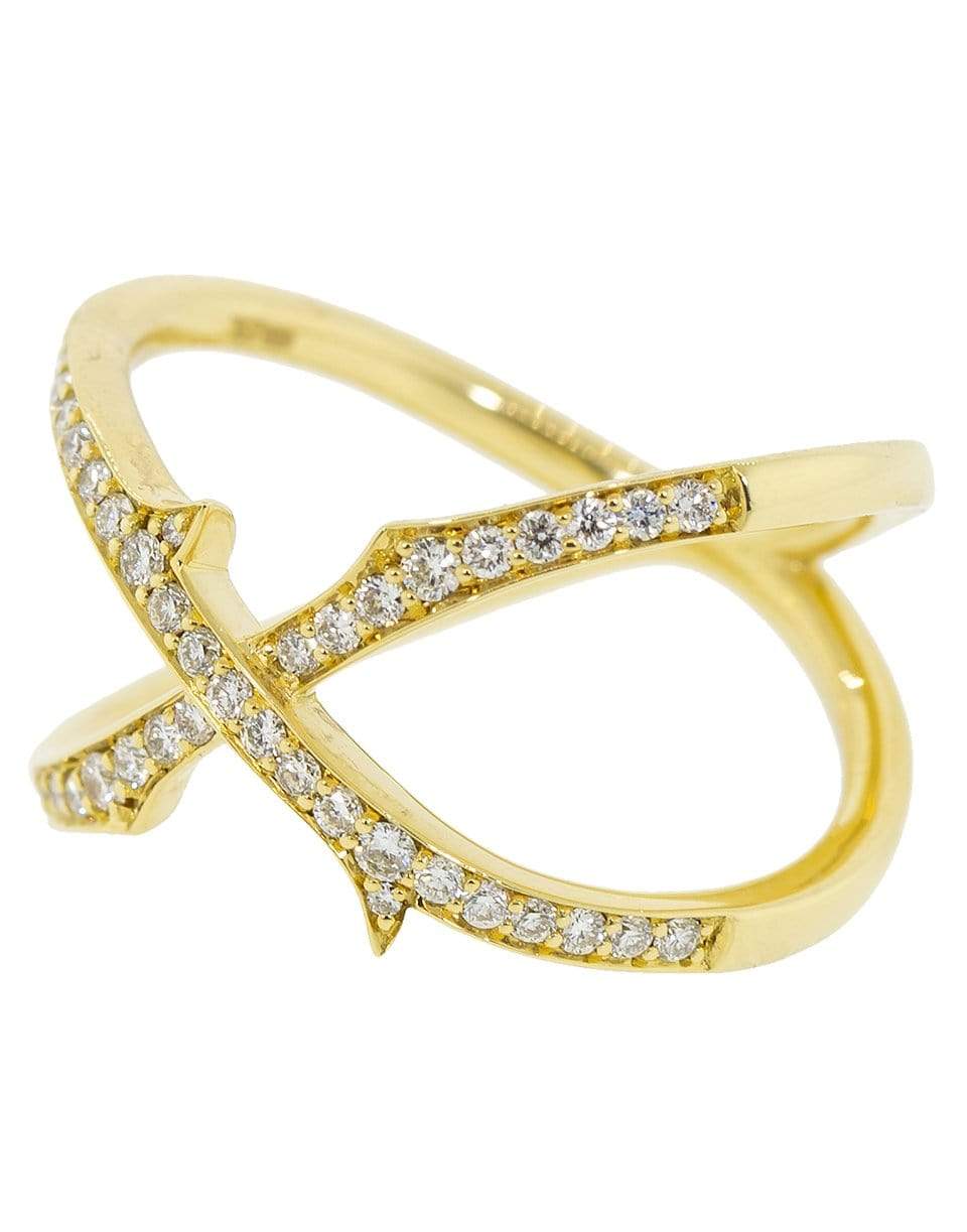 STEPHEN WEBSTER-Thorn Stem Mini Crossover Ring-YELLOW GOLD