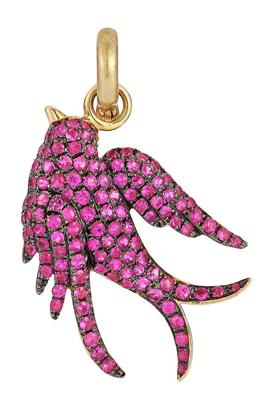 Ruby Birdie Charm-YELLOW GOLD-JEWELRYFINE JEWELPENDANT-STORROW
