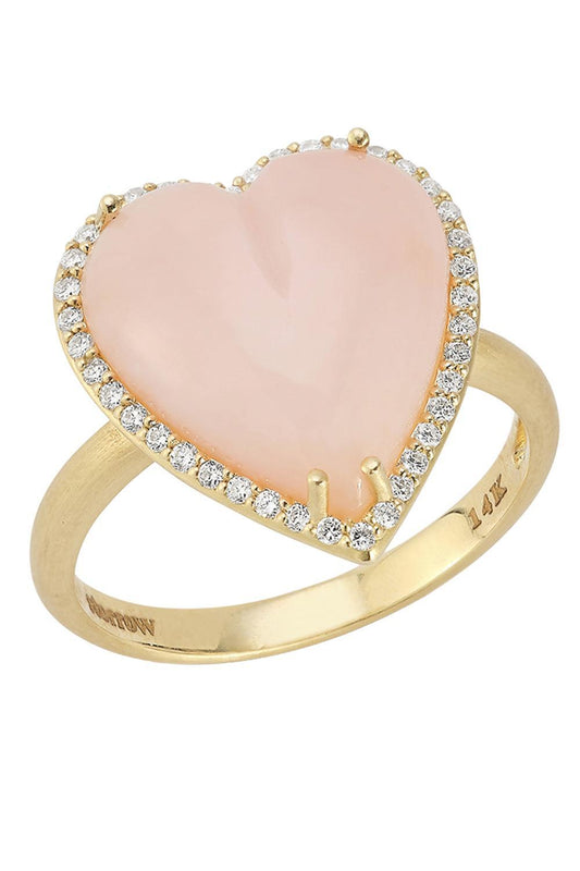 Diamond Pink Opal Alana Large Heart Ring-YELLOW GOLD-6-JEWELRYFINE JEWELRING-STORROW